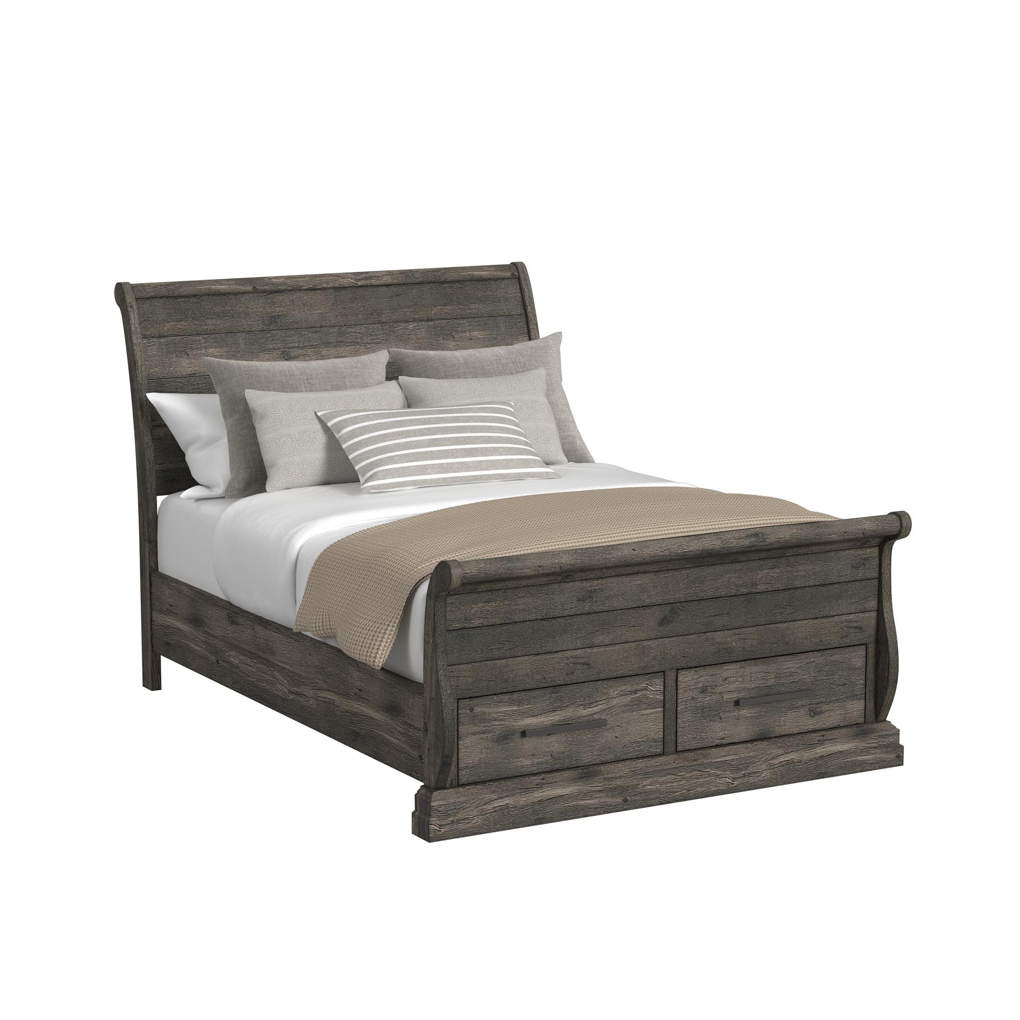 Park Ridge Queen Sleigh Storage Bed in Charcoal
