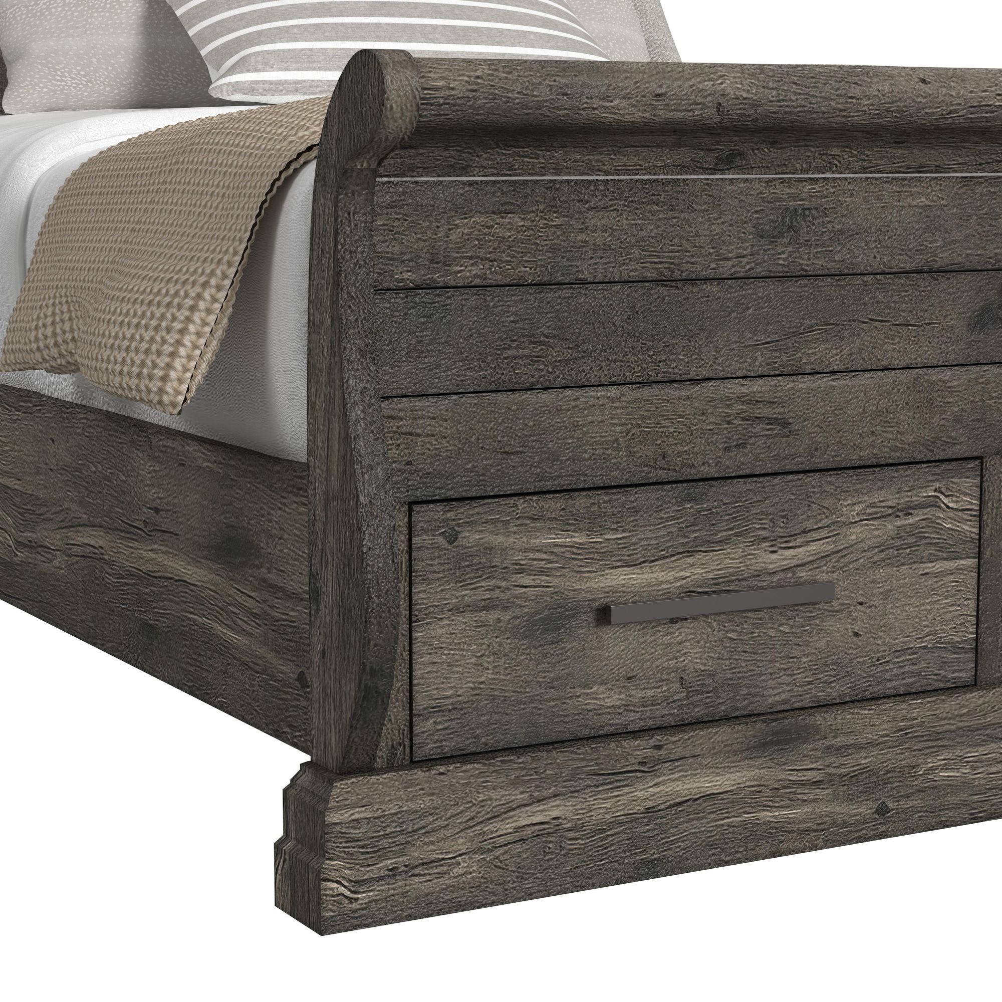 Park Ridge Queen Sleigh Storage Bed in Charcoal
