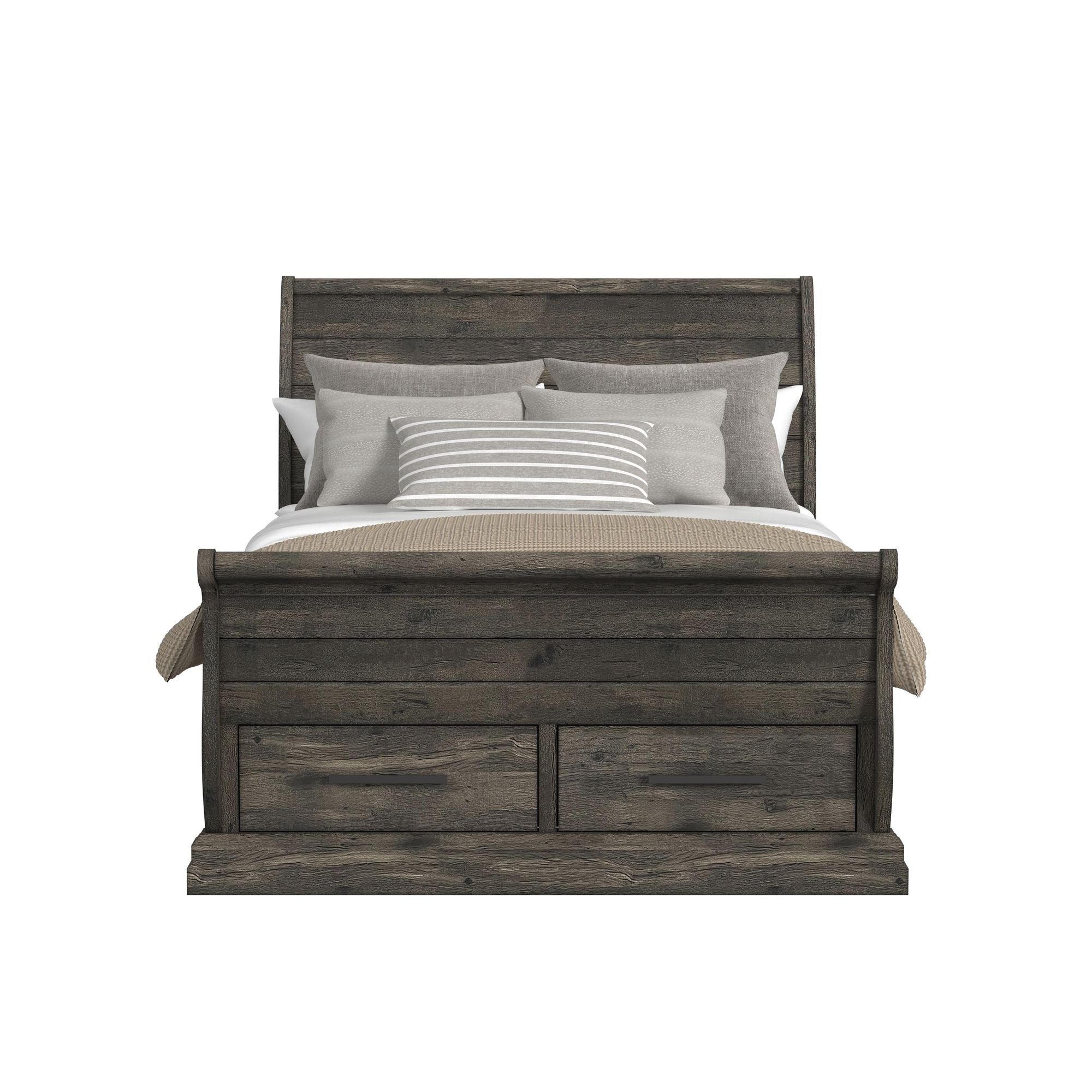 Park Ridge Queen Sleigh Storage Bed in Charcoal