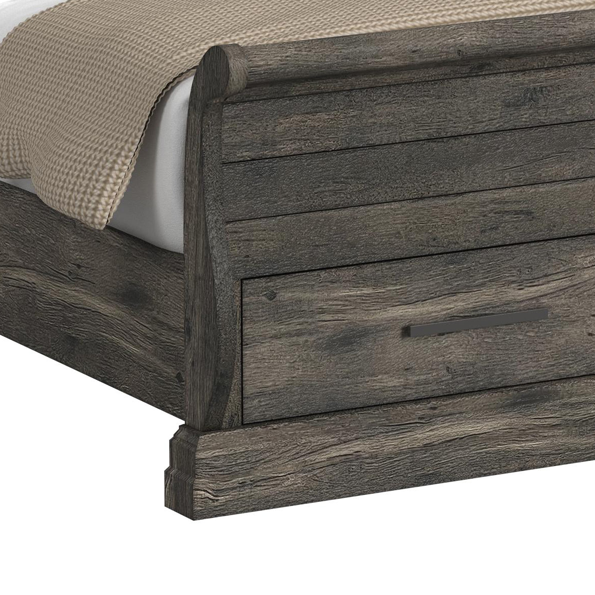Park Ridge King Sleigh Storage Bed in Charcoal
