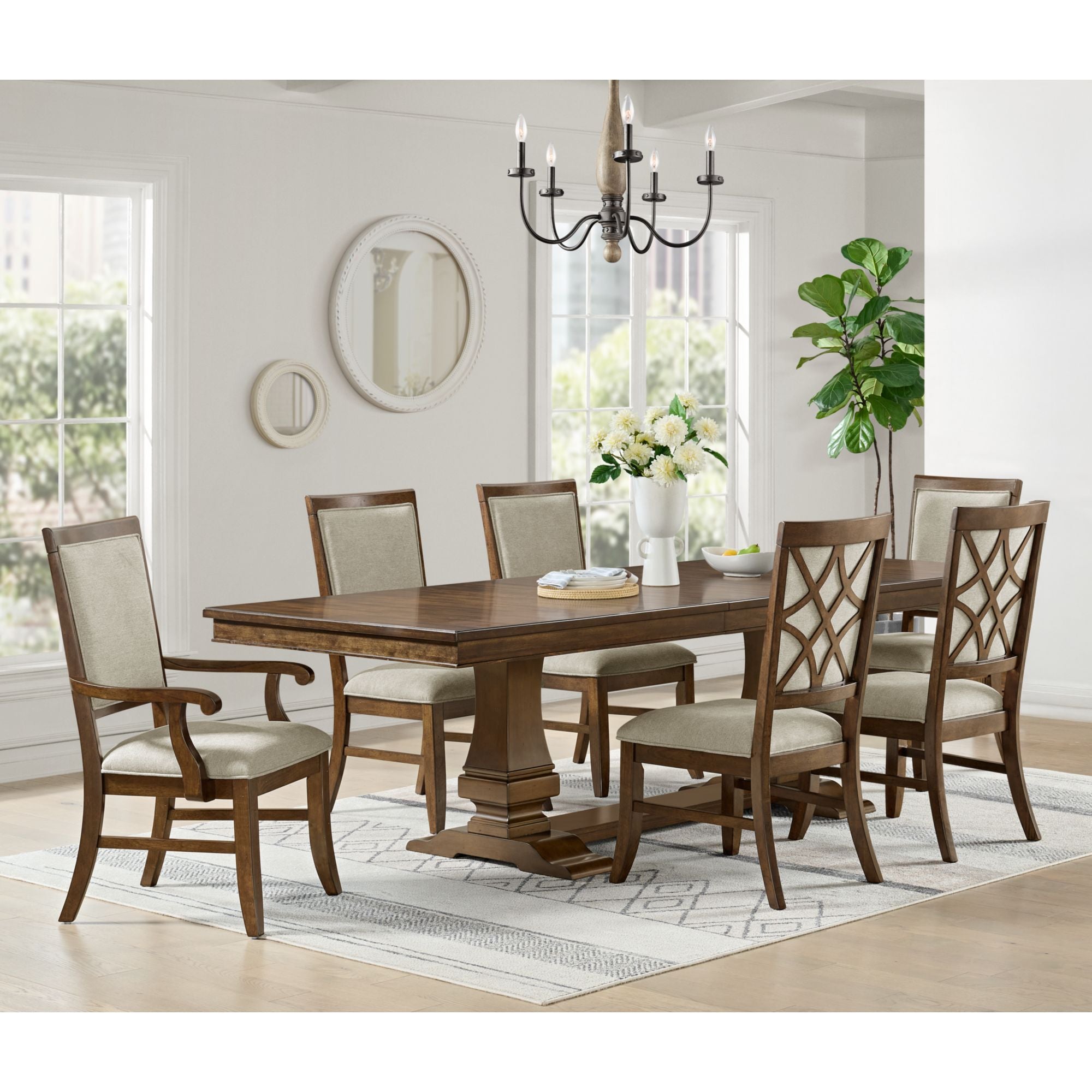 Phillipe Dining Side Chair with Grey Fabric in Cherry (2 Per Carton)