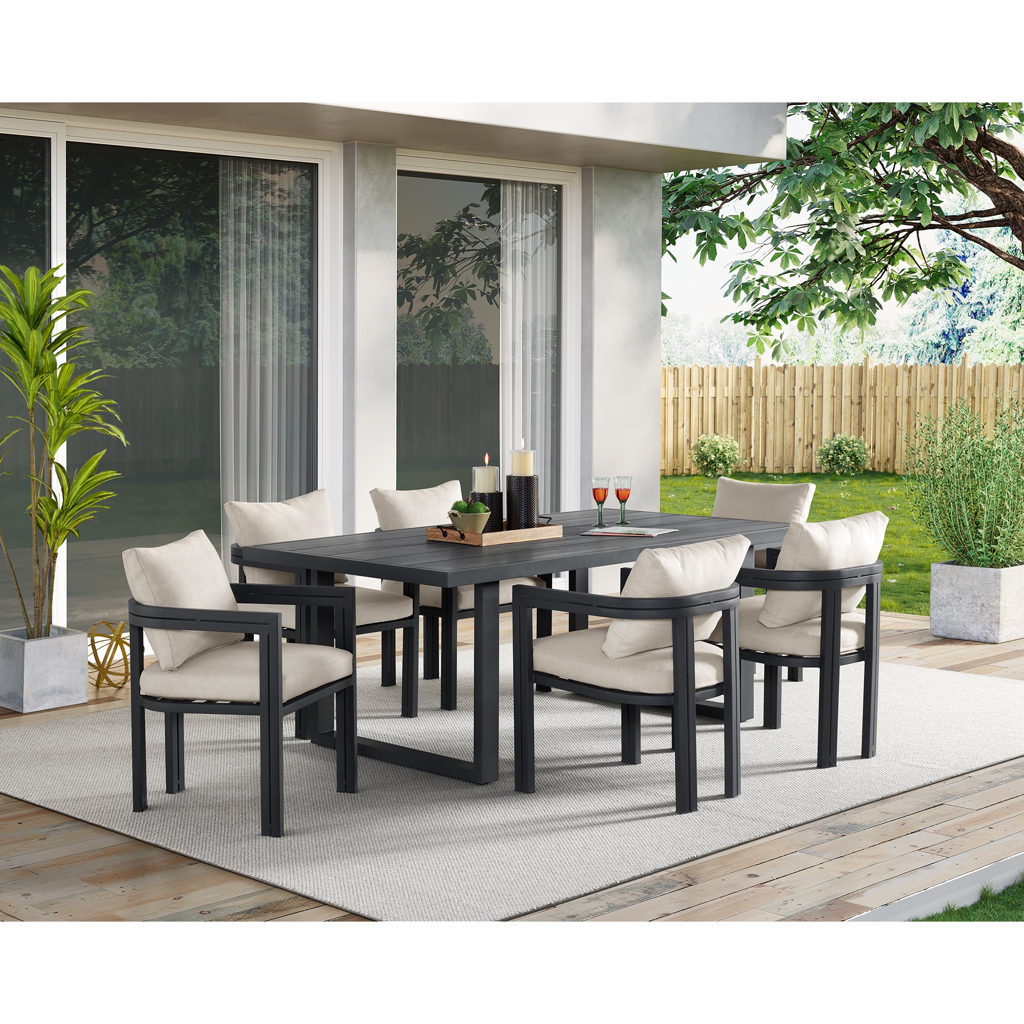 Playa Dining Chair - Dark Grey and Olefin Beige (2 Per Carton)