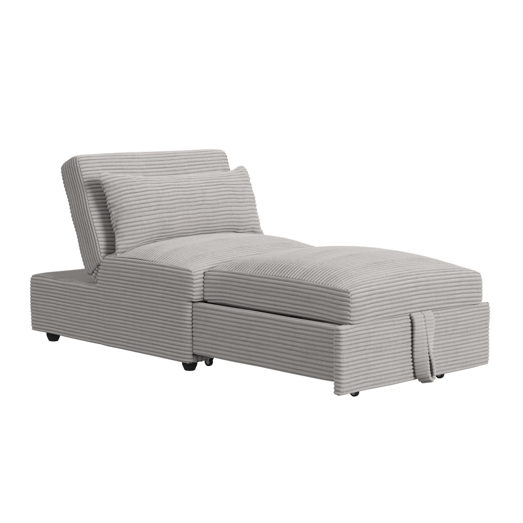 Pluto Chair with kidney pillow, Klik Klak and Pop up in Coronado Grey