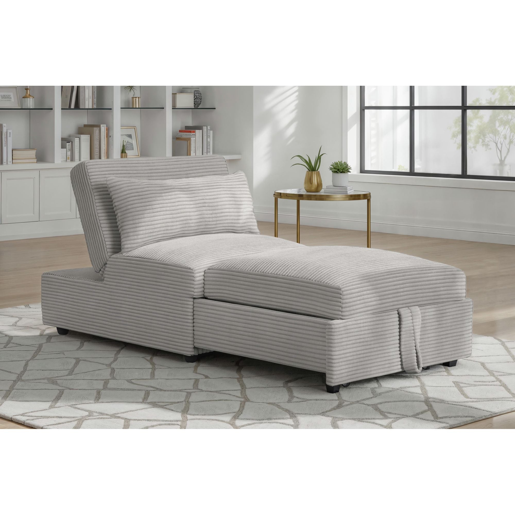 Pluto Chair with kidney pillow, Klik Klak and Pop up in Coronado Grey