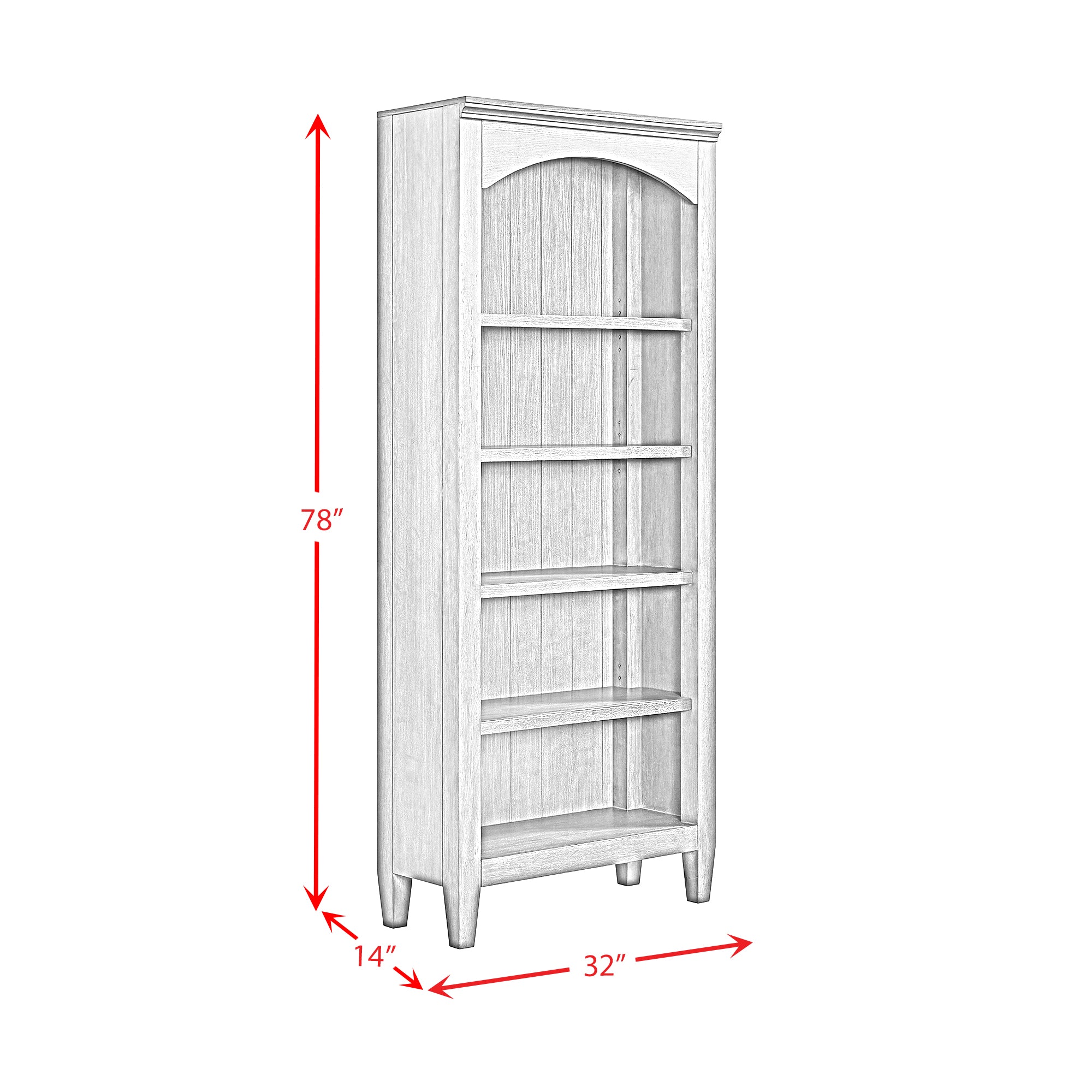 Portico Open Bookcase in Brown Oak