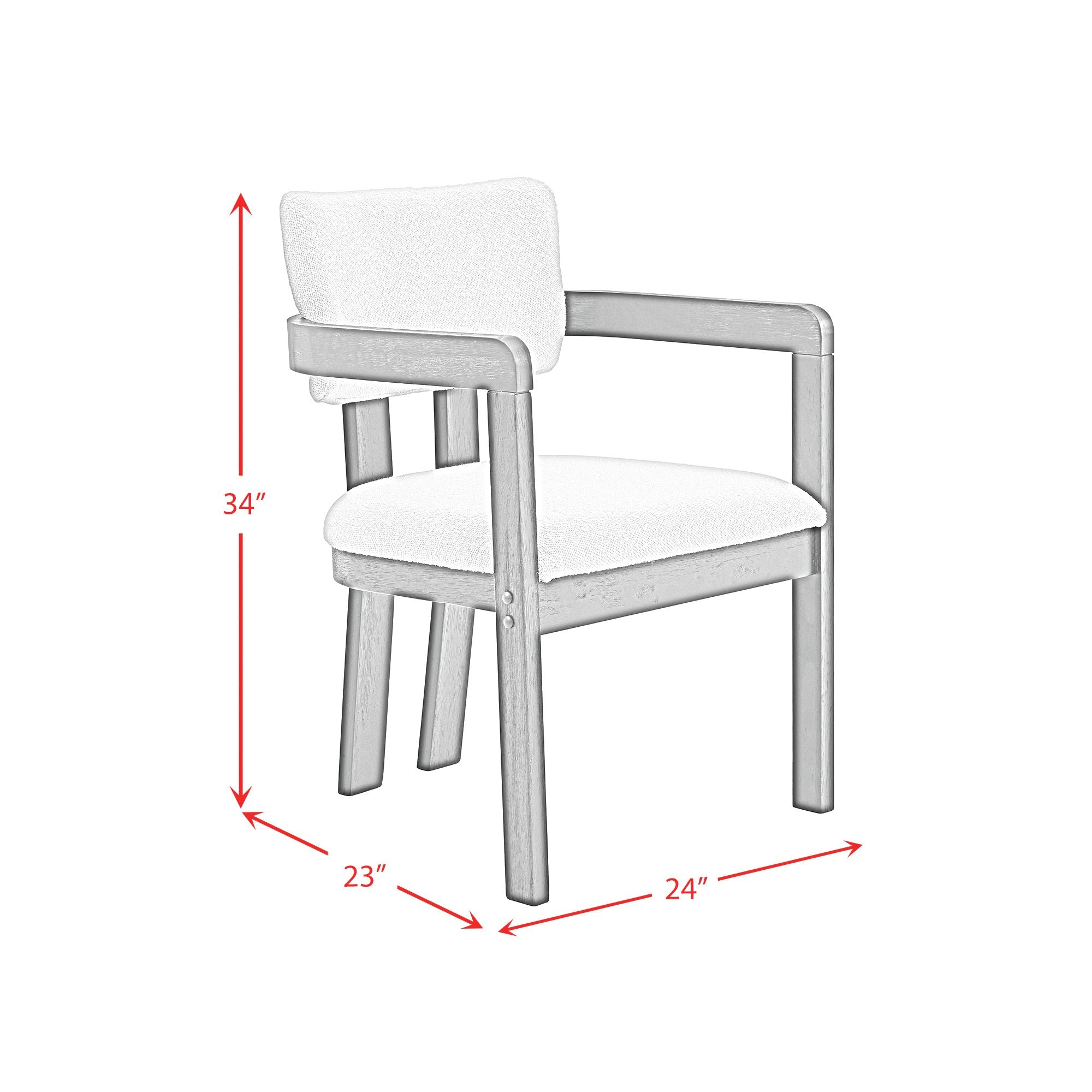 Portland Arm Chair with Snow White Fabric in Natural (2 Per Carton)
