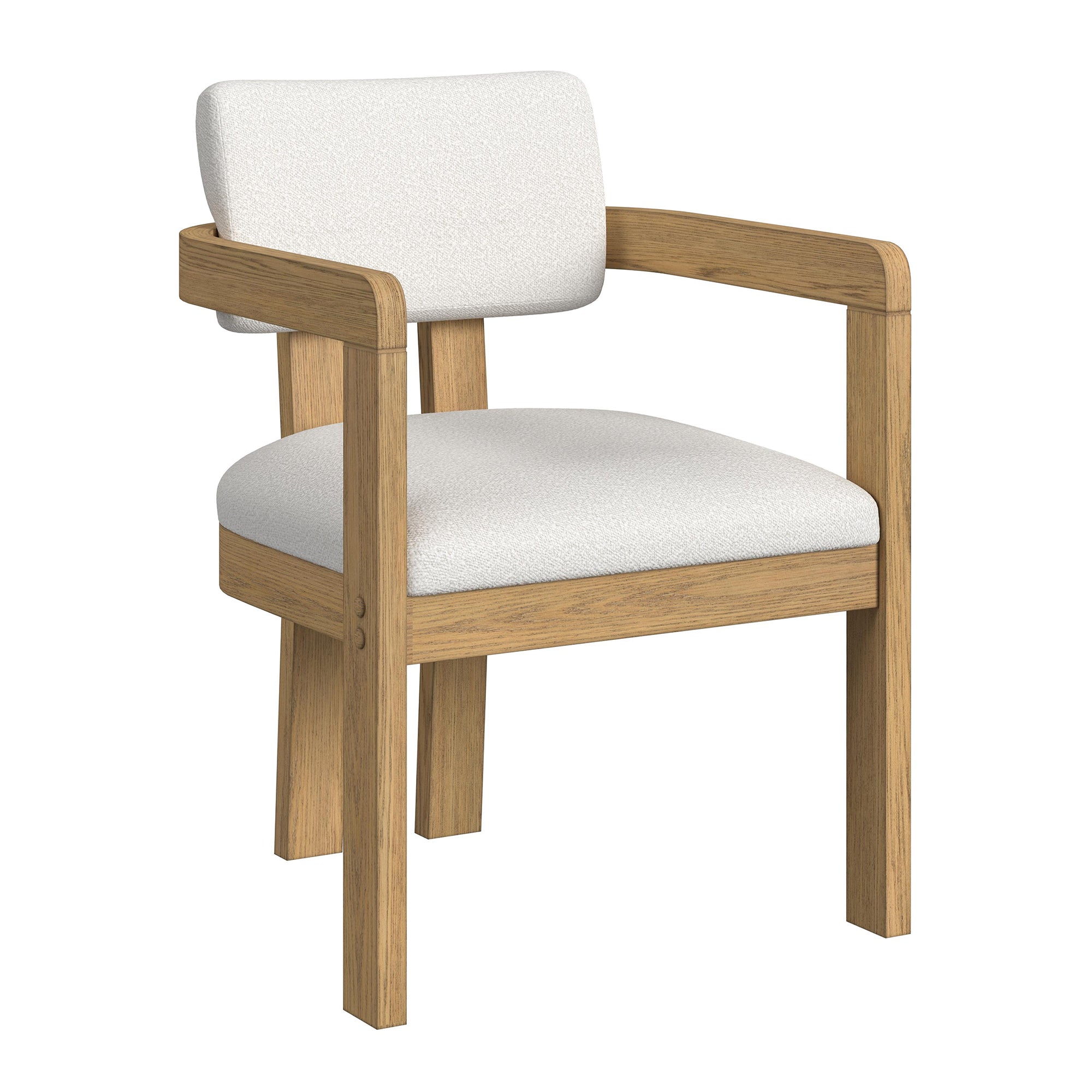 Portland Arm Chair with Snow White Fabric in Natural (2 Per Carton)