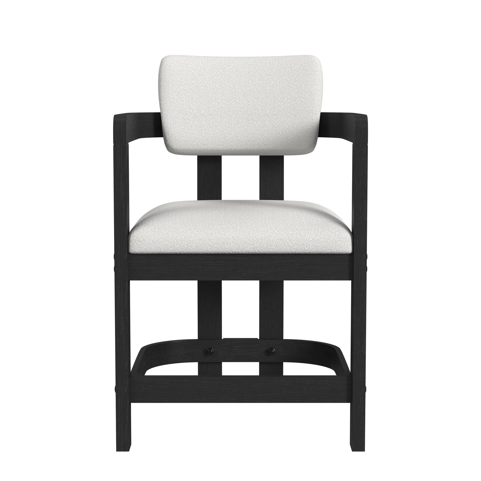 Portland Arm Counter Stool with White Fabric in Black (2 Per Carton)