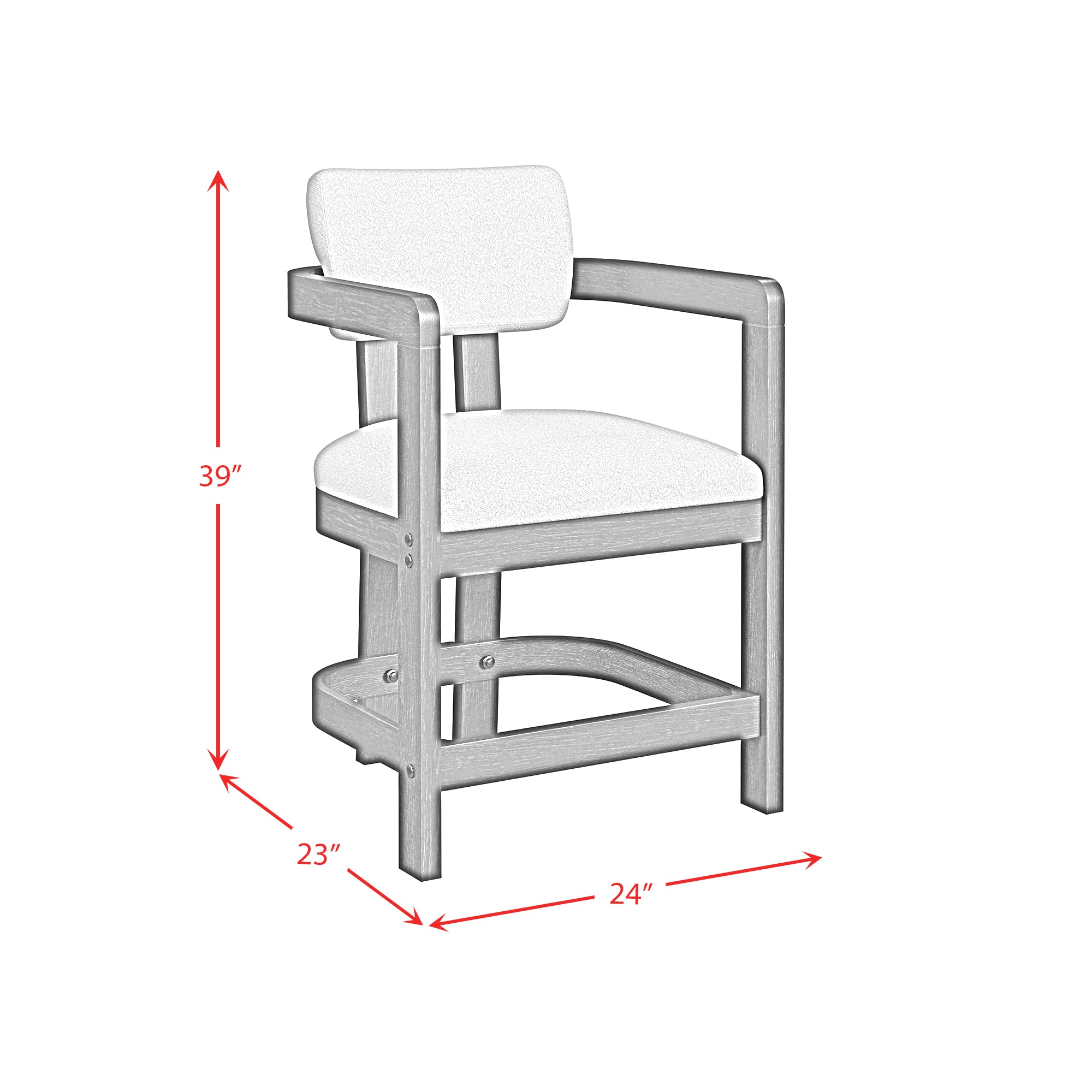 Portland Arm Counter Stool with White Fabric in Black (2 Per Carton)