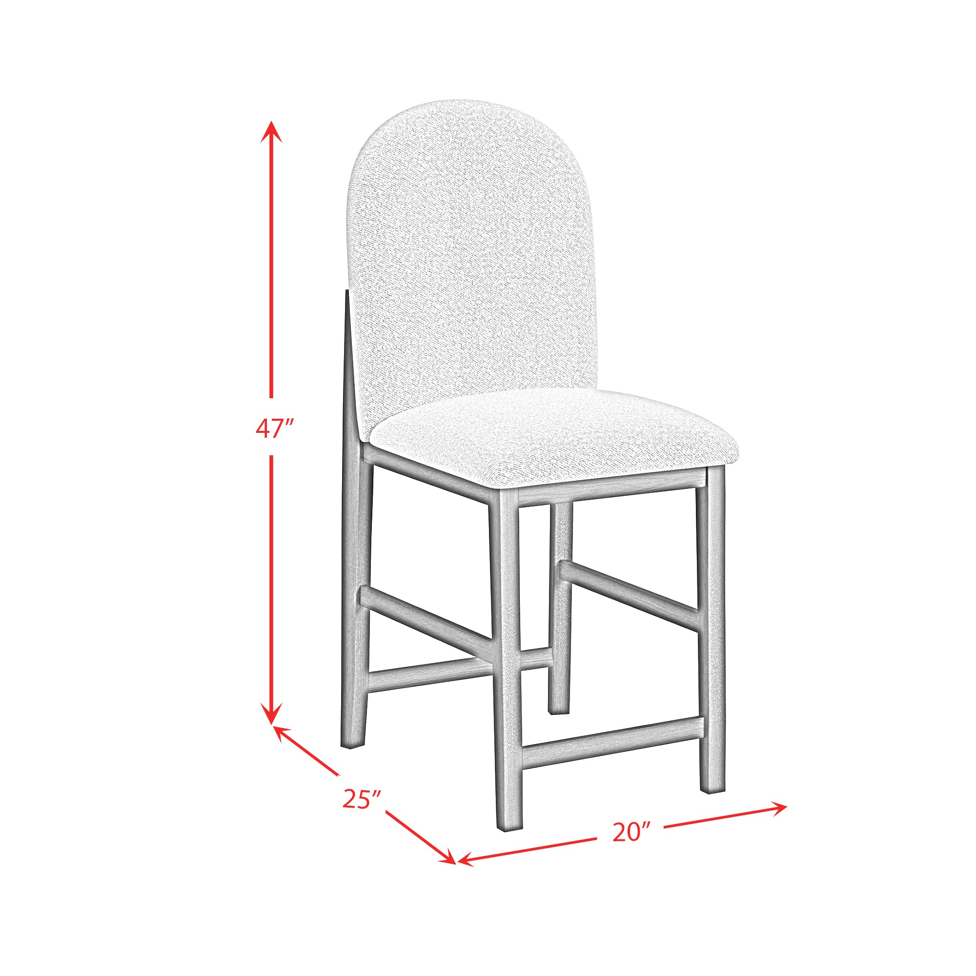 Portland Round Back Barstool with Grey Fabric in Black (2 Per Carton)