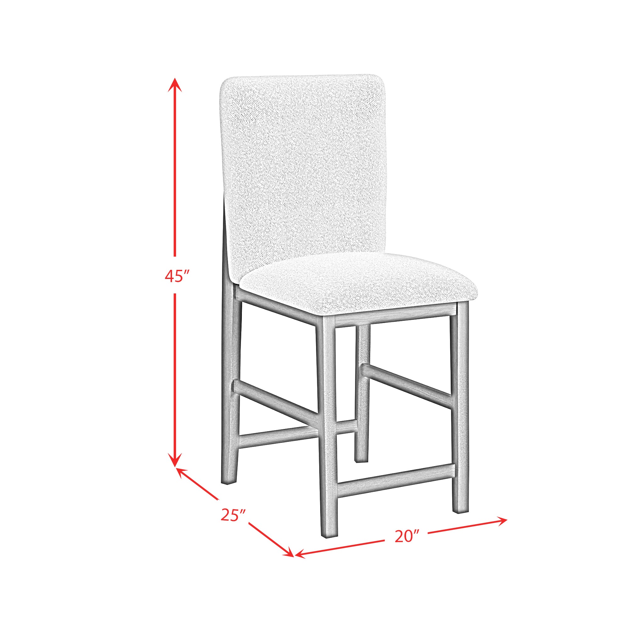 Portland Square Back Barstool with Grey Fabric in Black (2 Per Carton)