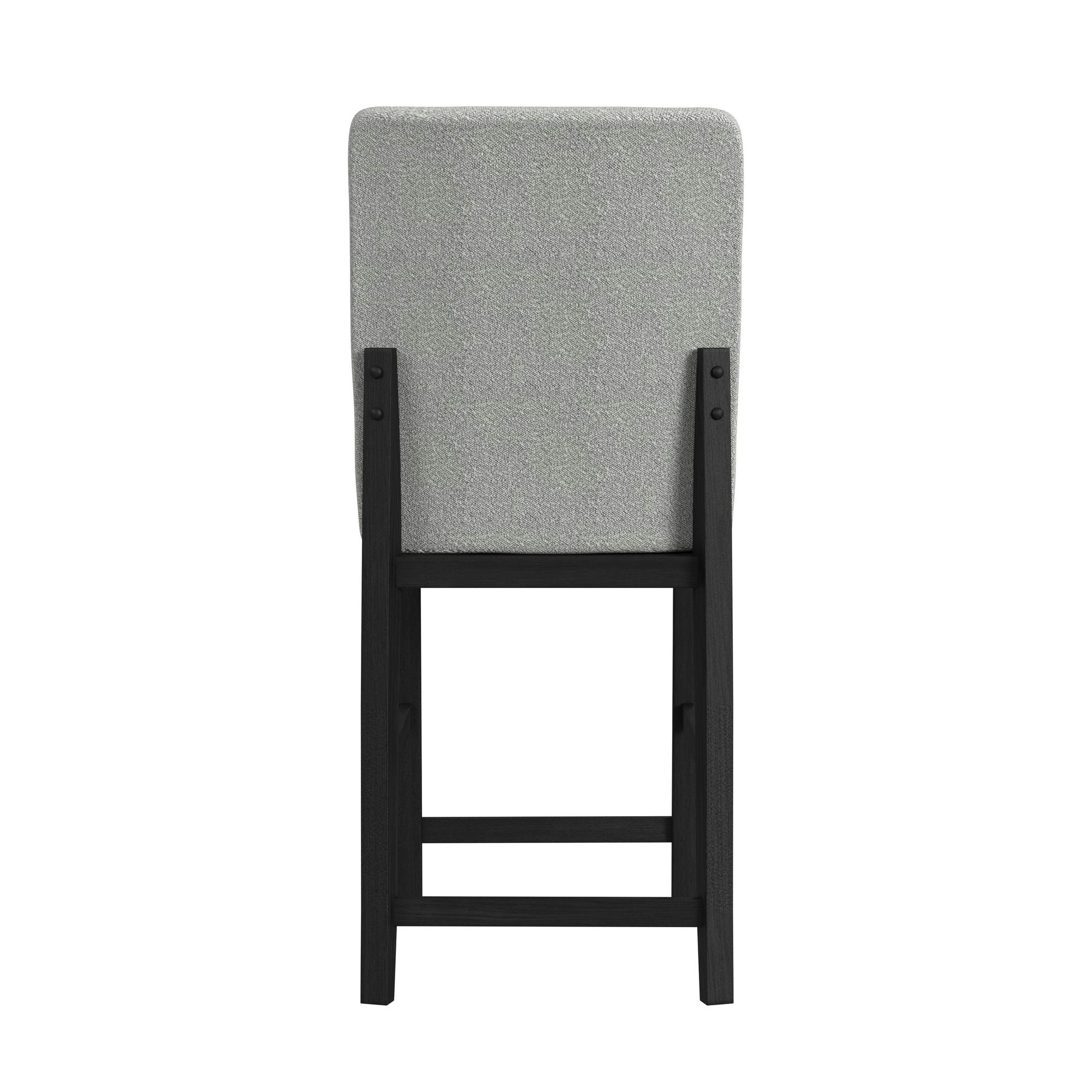 Portland Square Back Barstool with Grey Fabric in Black (2 Per Carton)