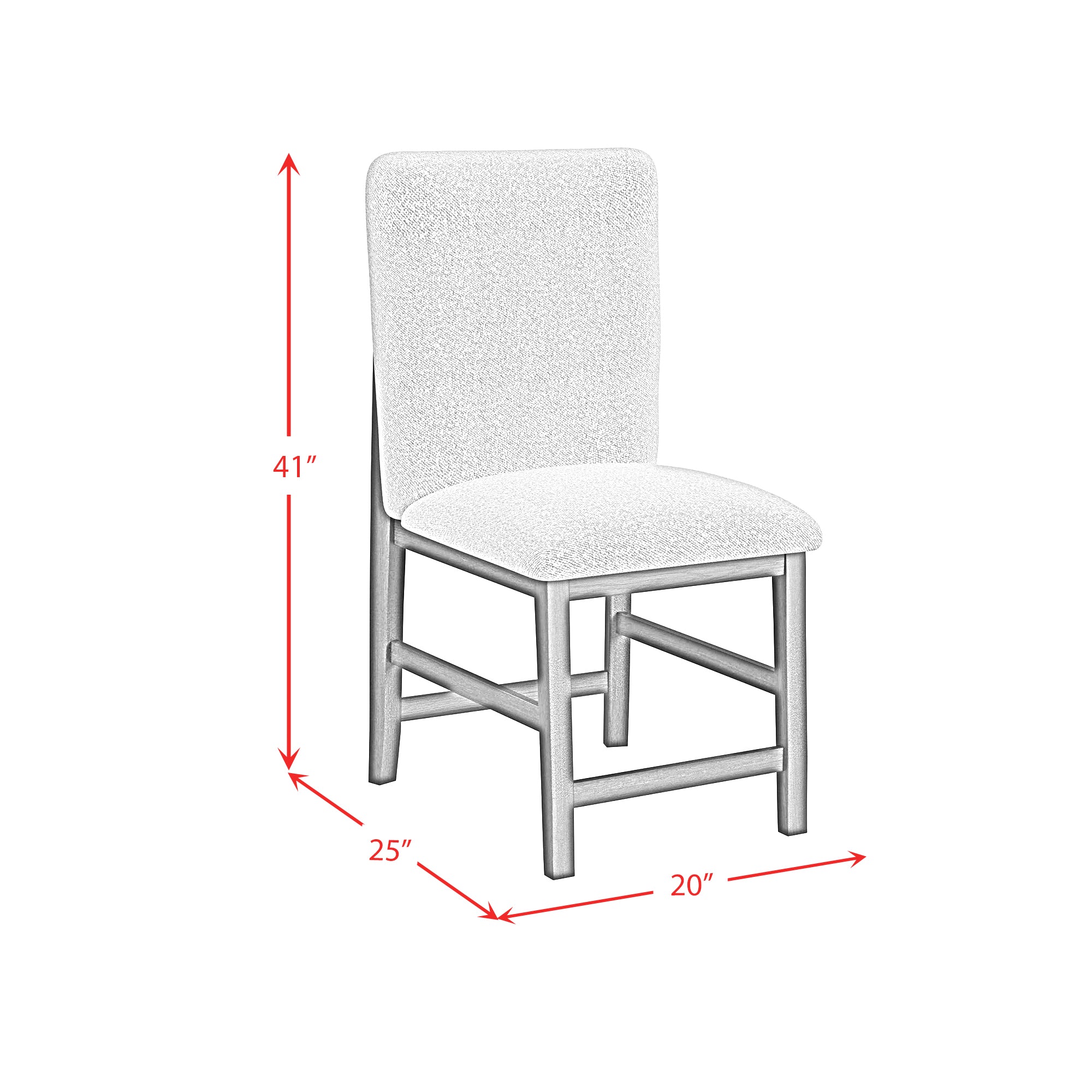Portland Square Back Counter Stool with Grey Fabric in Black (2 Per Carton)