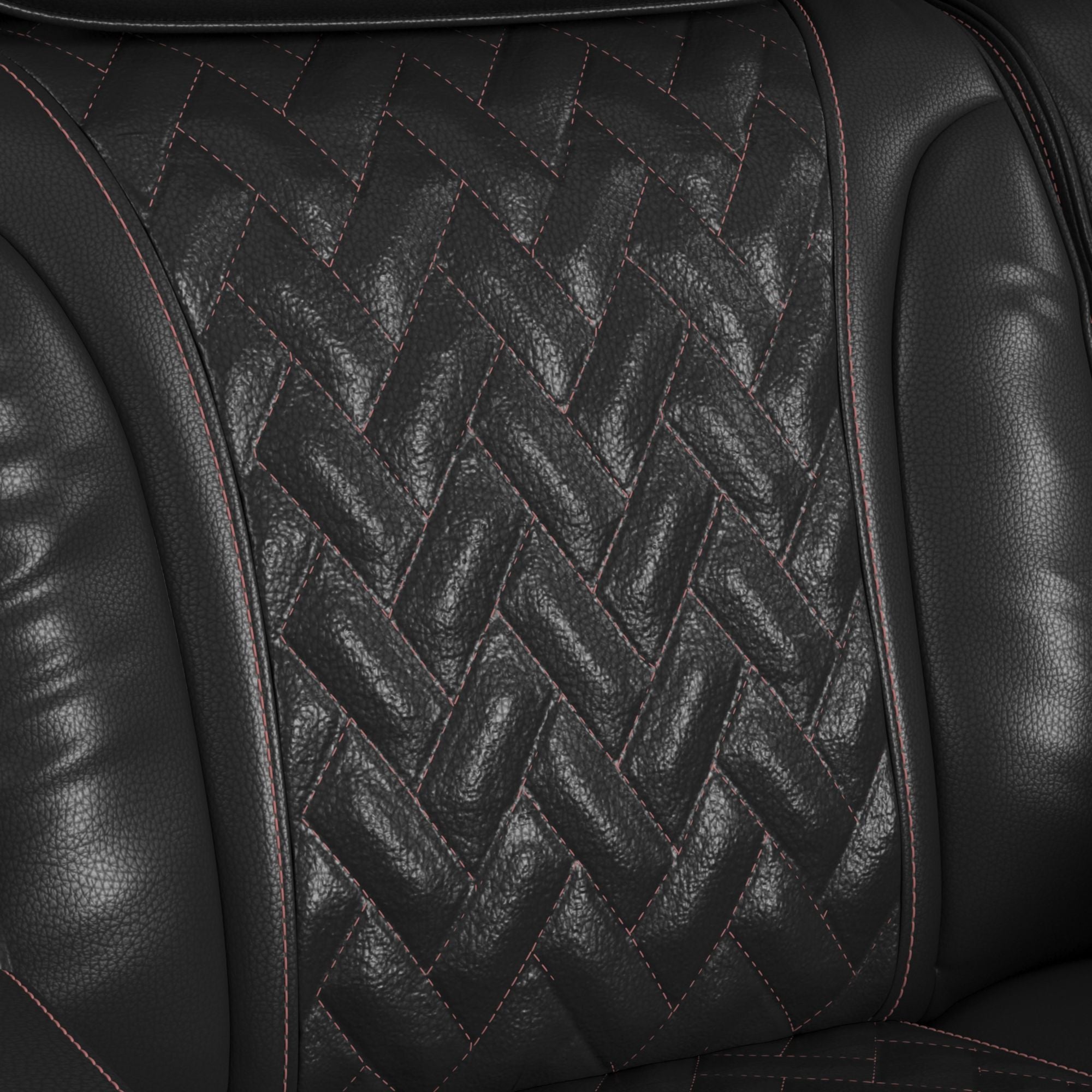 Prime Time P3 Recliner with LED and wireless charger pocket in Jett Black with Red Stitching