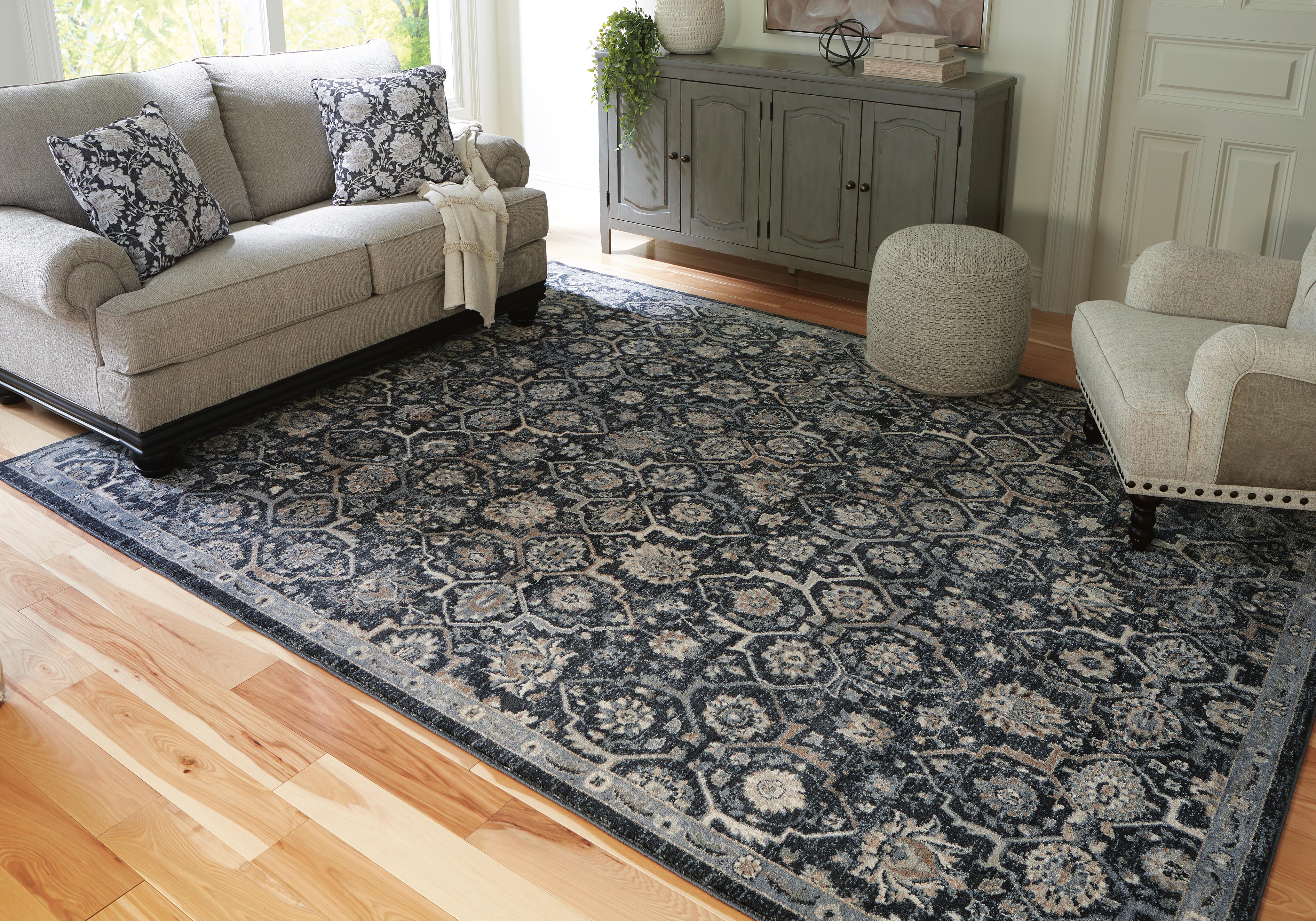 Dar Furniture - Ashley Furniture - Hilcott 7'10" x 10'6" Rug - 7'10" x 10'6" Rug / Blue/Cream/Brown - R406111