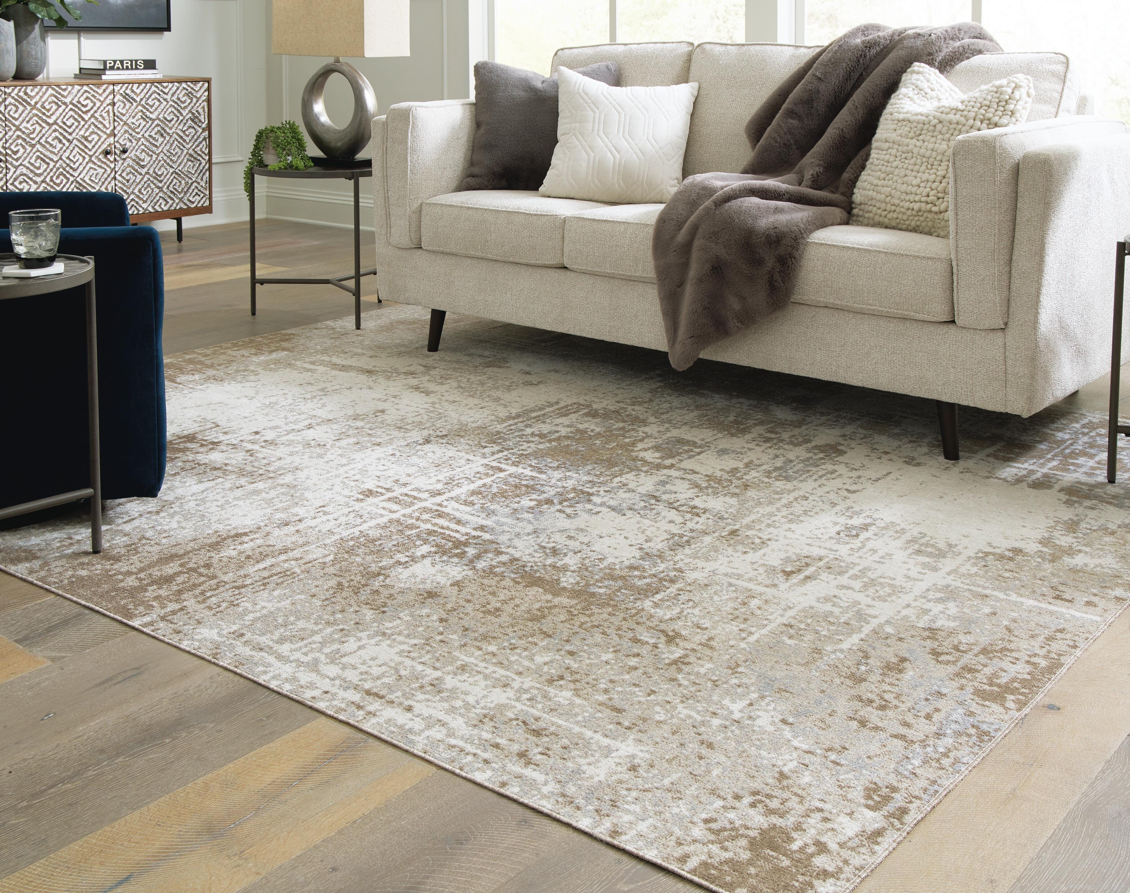 Dar Furniture - Ashley Furniture - Grifflain 7'10" x 10'3" Washable Rug - 7'10" x 10'3" Washable Rug / Tan/Brown/Gray - R406231