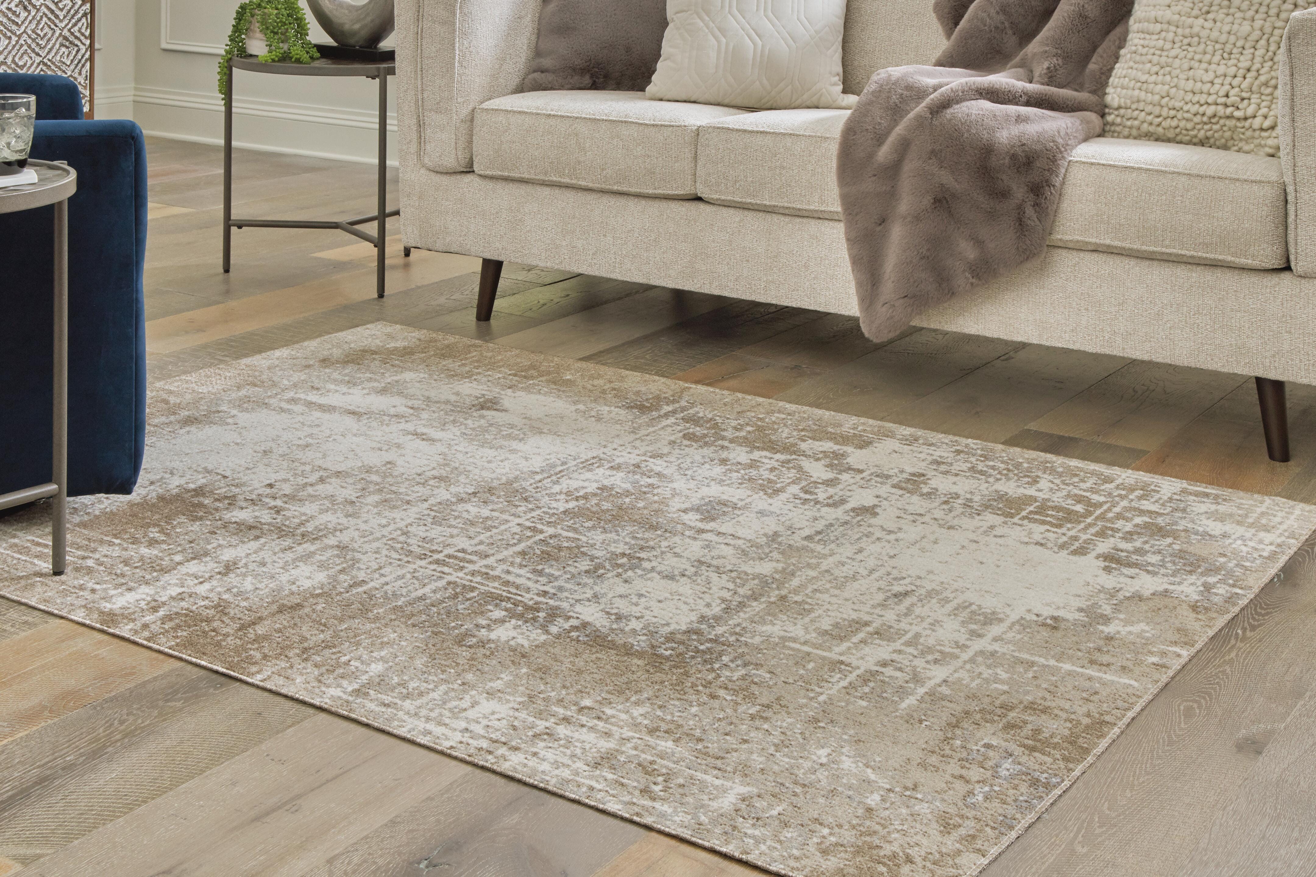 Dar Furniture - Ashley Furniture - Grifflain 5'1" x 7' Washable Rug - 5'1" x 7' Washable Rug / Tan/Brown/Gray - R406232