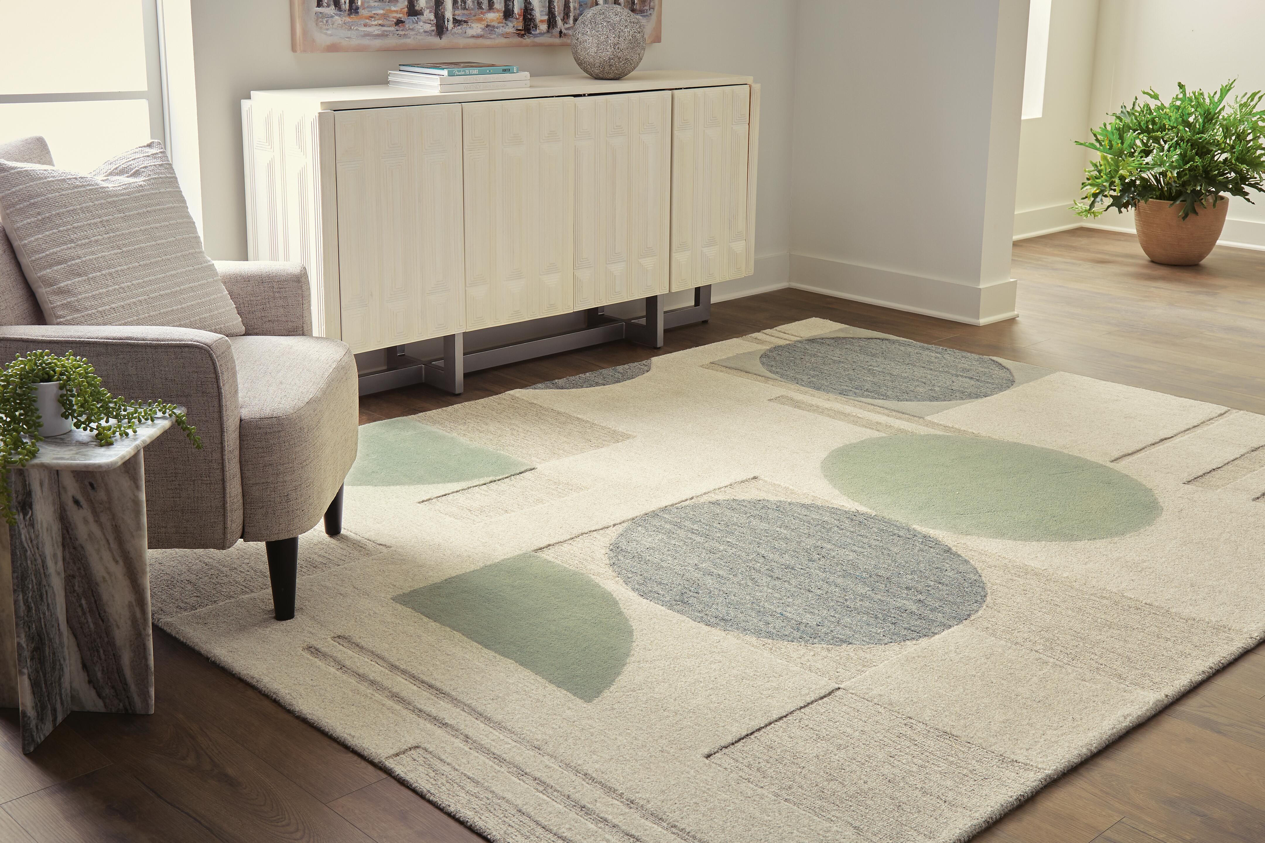Dar Furniture - Ashley Furniture - Dallane 8' x 10' Rug - 8' x 10' Rug / Linen/Blue/Green - R406351