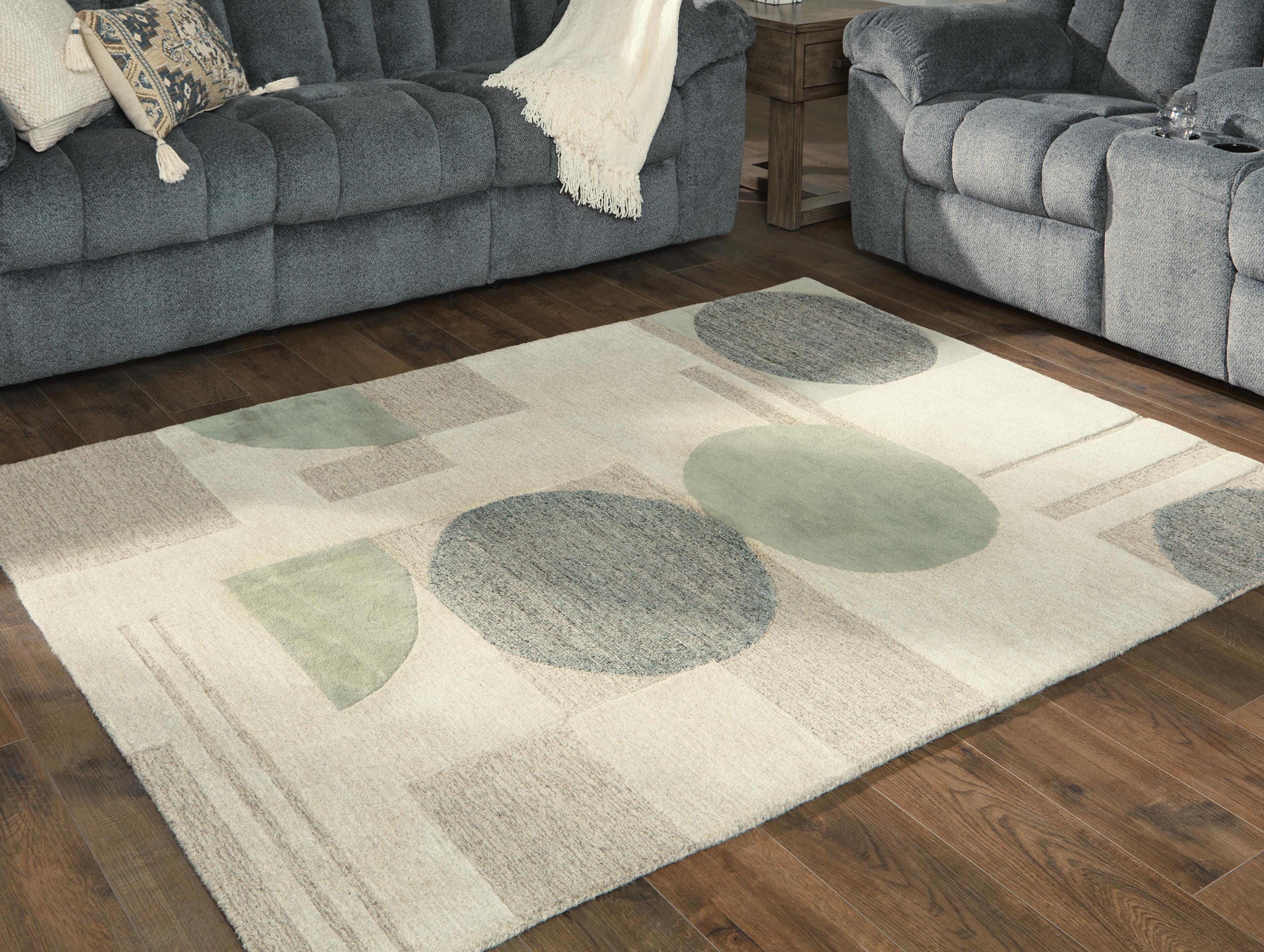 Dar Furniture - Ashley Furniture - Dallane 5' x 7' Rug - 5' x 7' Rug / Linen/Blue/Green - R406352