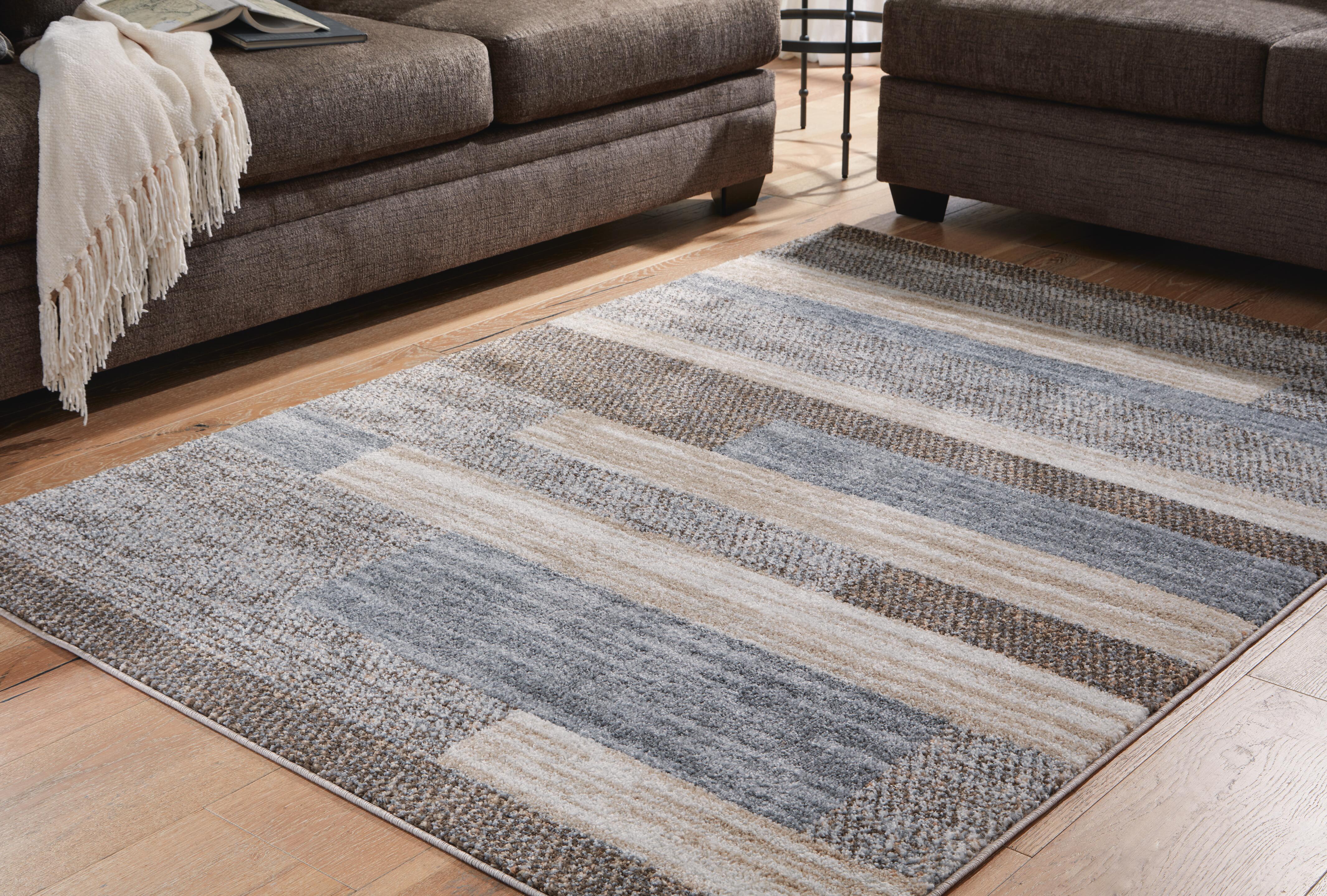 Dar Furniture - Ashley Furniture - Sethburn 5' x 7' Rug - 5' x 7' Rug / Cream/Brown/Gray - R406592