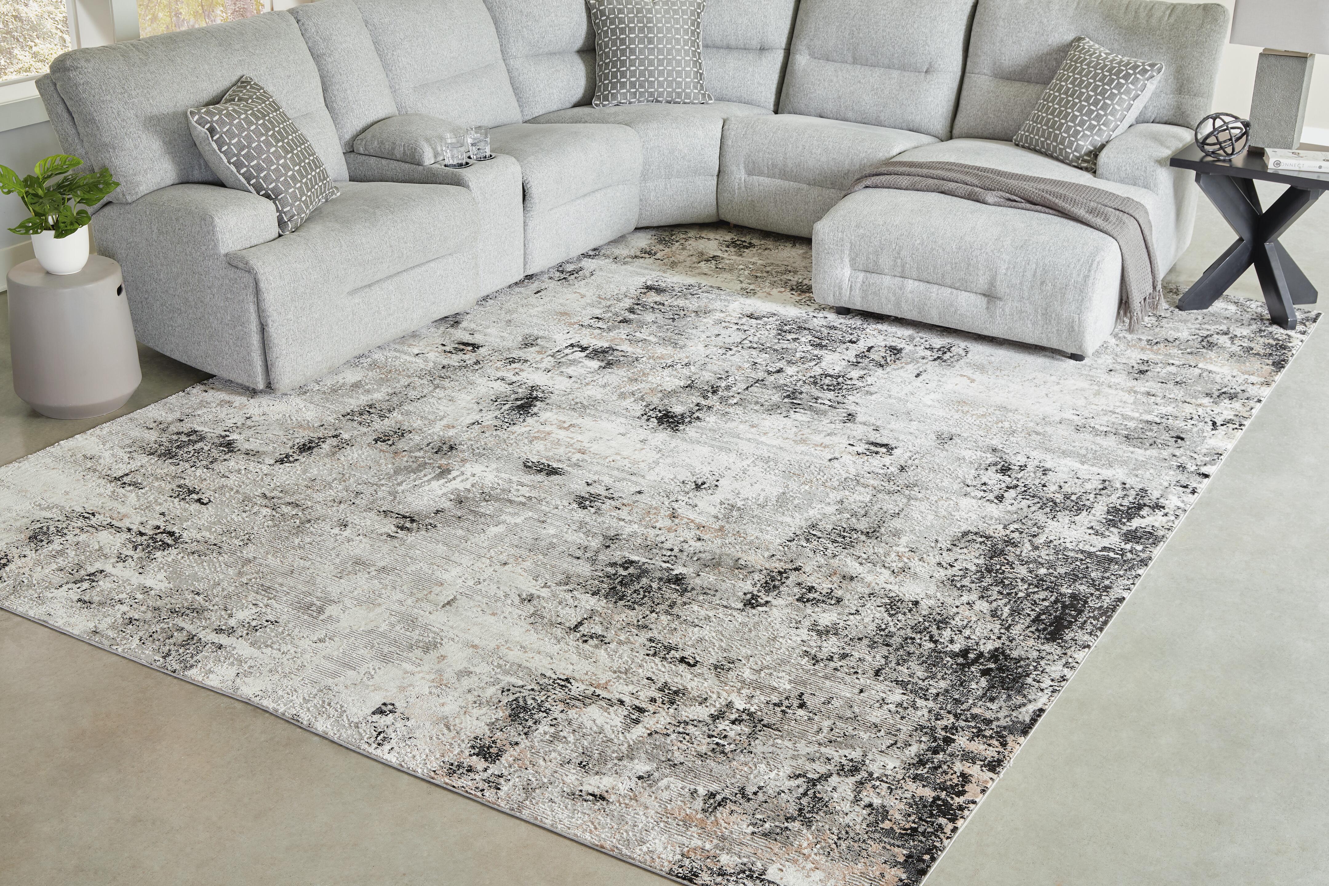 Dar Furniture - Ashley Furniture - Langwell 10' x 14' Rug - 10' x 14' Rug / Black/Gray/White - R406780