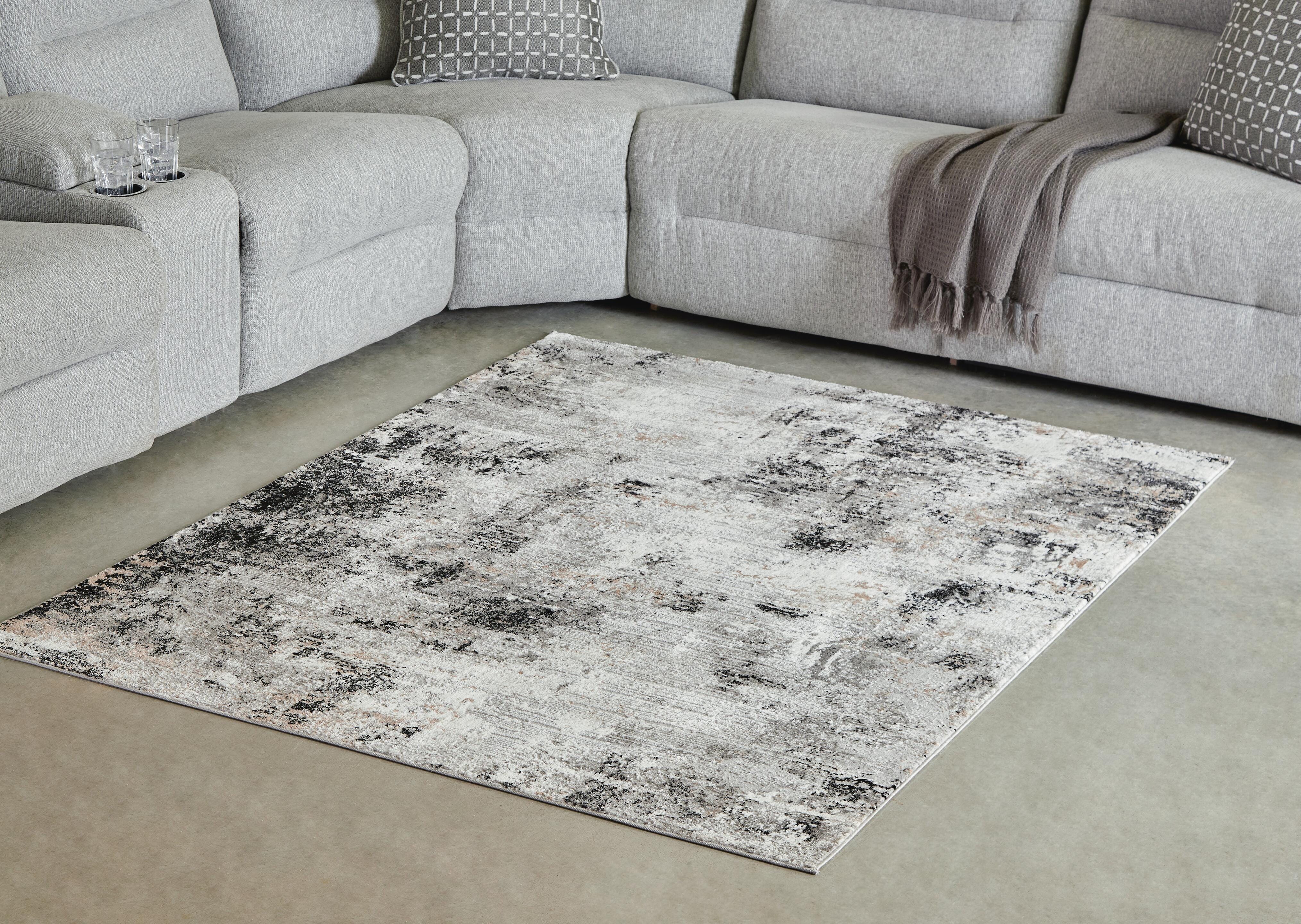 Dar Furniture - Ashley Furniture - Langwell 5' x 7' Rug - 5' x 7' Rug / Black/Gray/White - R406782