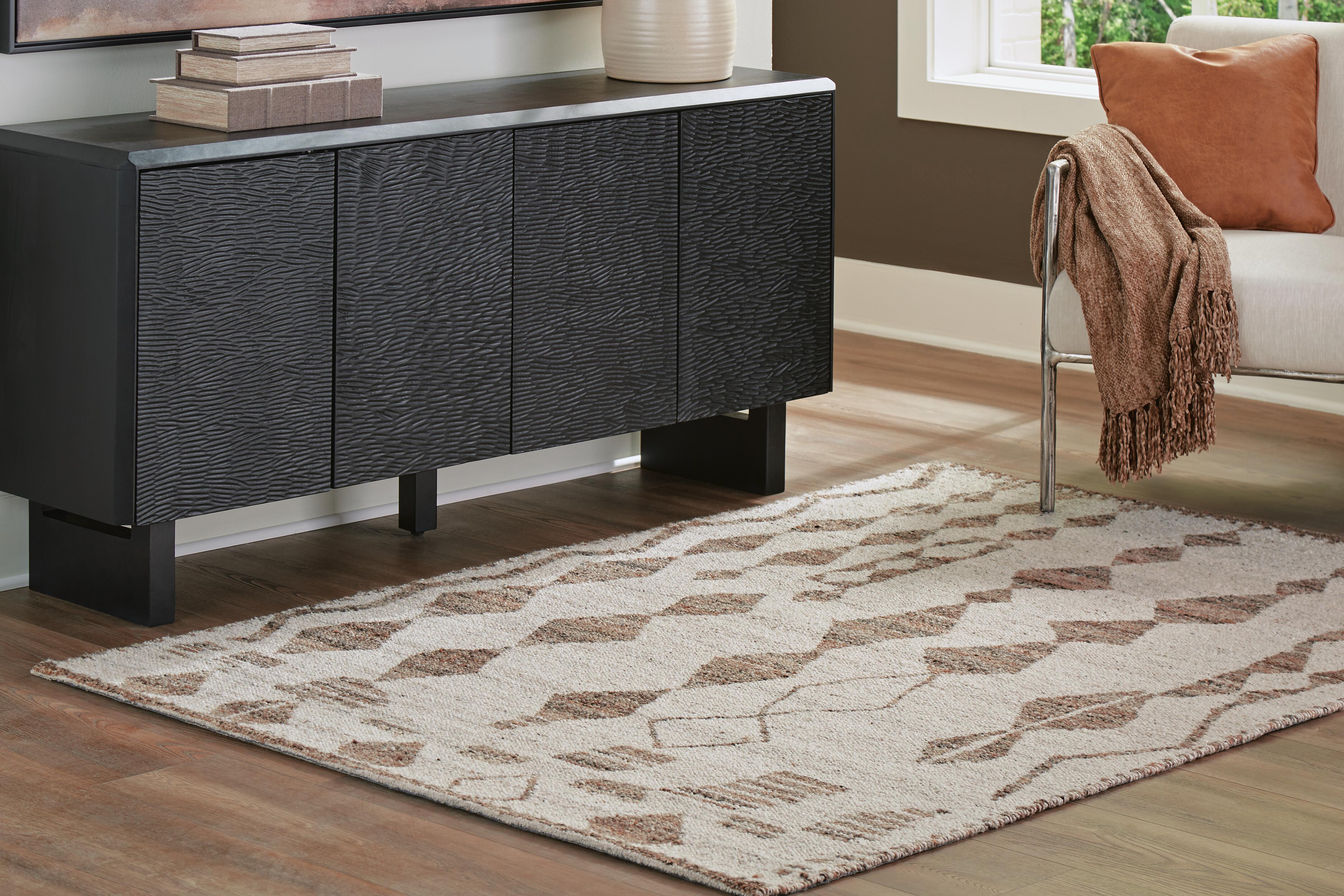 Dar Furniture - Ashley Furniture - Brettler 5' x 7' Rug - 5' x 7' Rug / Beige/Brown - R406792