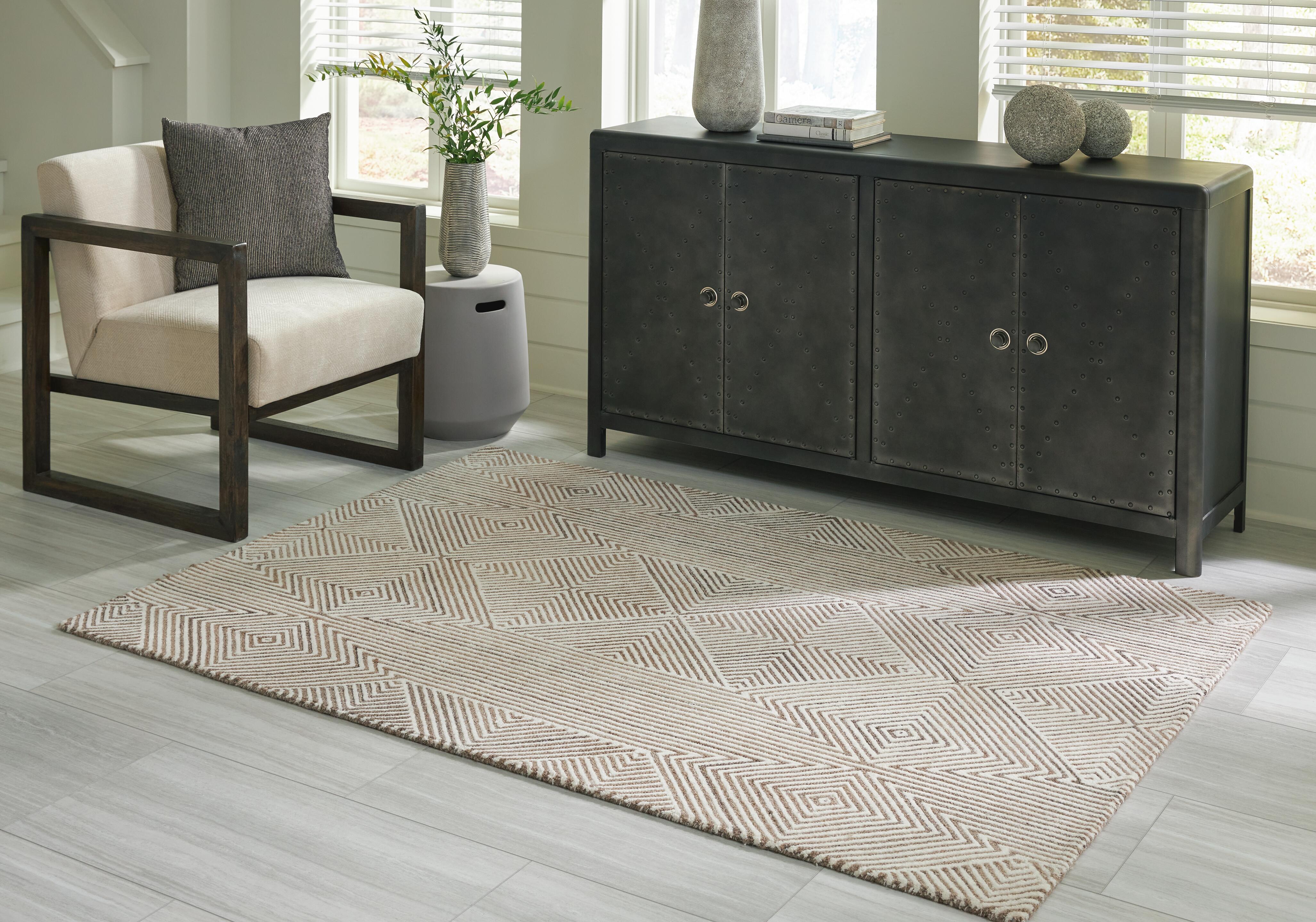 Dar Furniture - Ashley Furniture - Jadott 5' x 7' Rug - 5' x 7' Rug / Beige/Brown - R406802