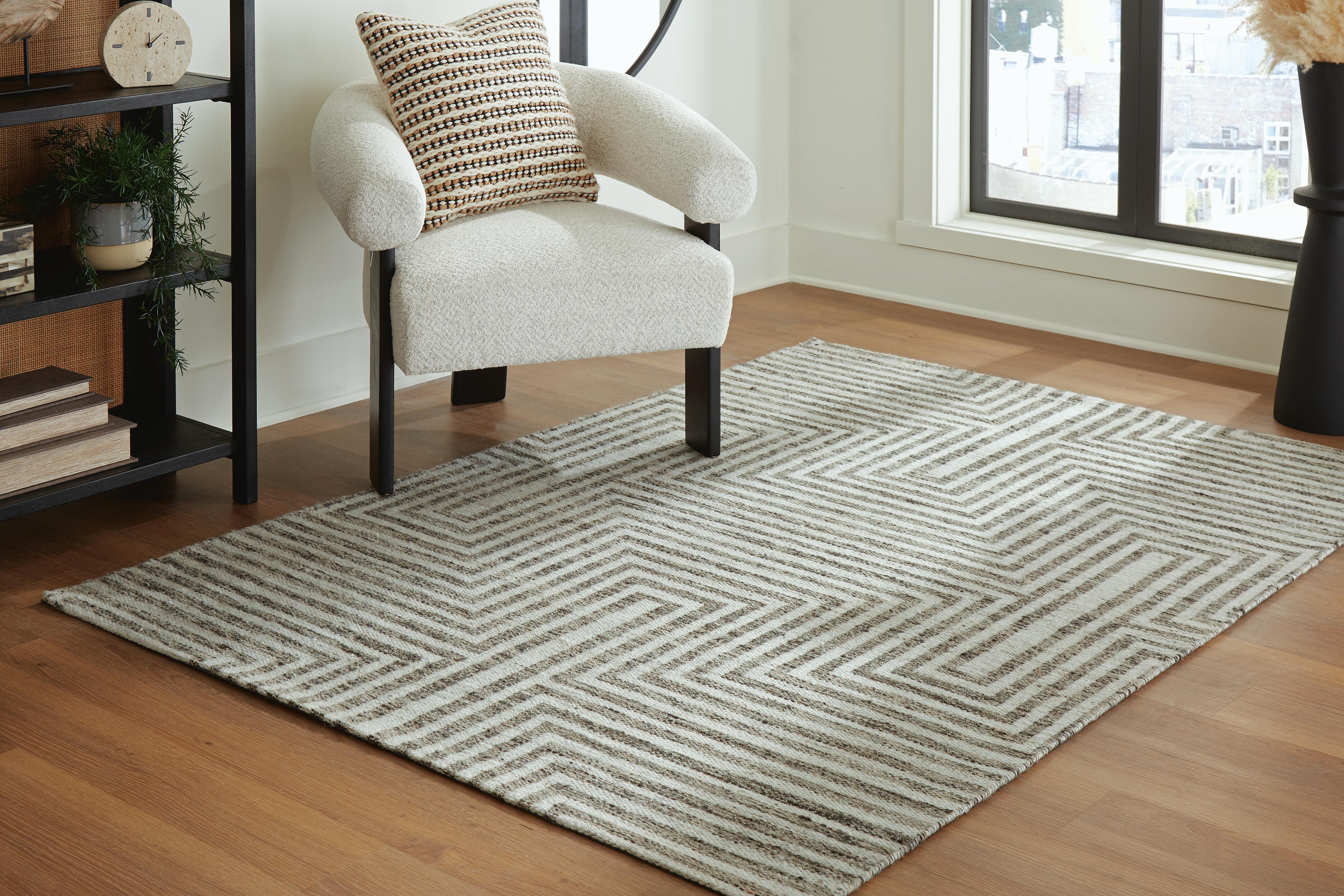 Dar Furniture - Ashley Furniture - Jossen 5' x 7' Rug - 5' x 7' Rug / Ivory/Gray - R406832
