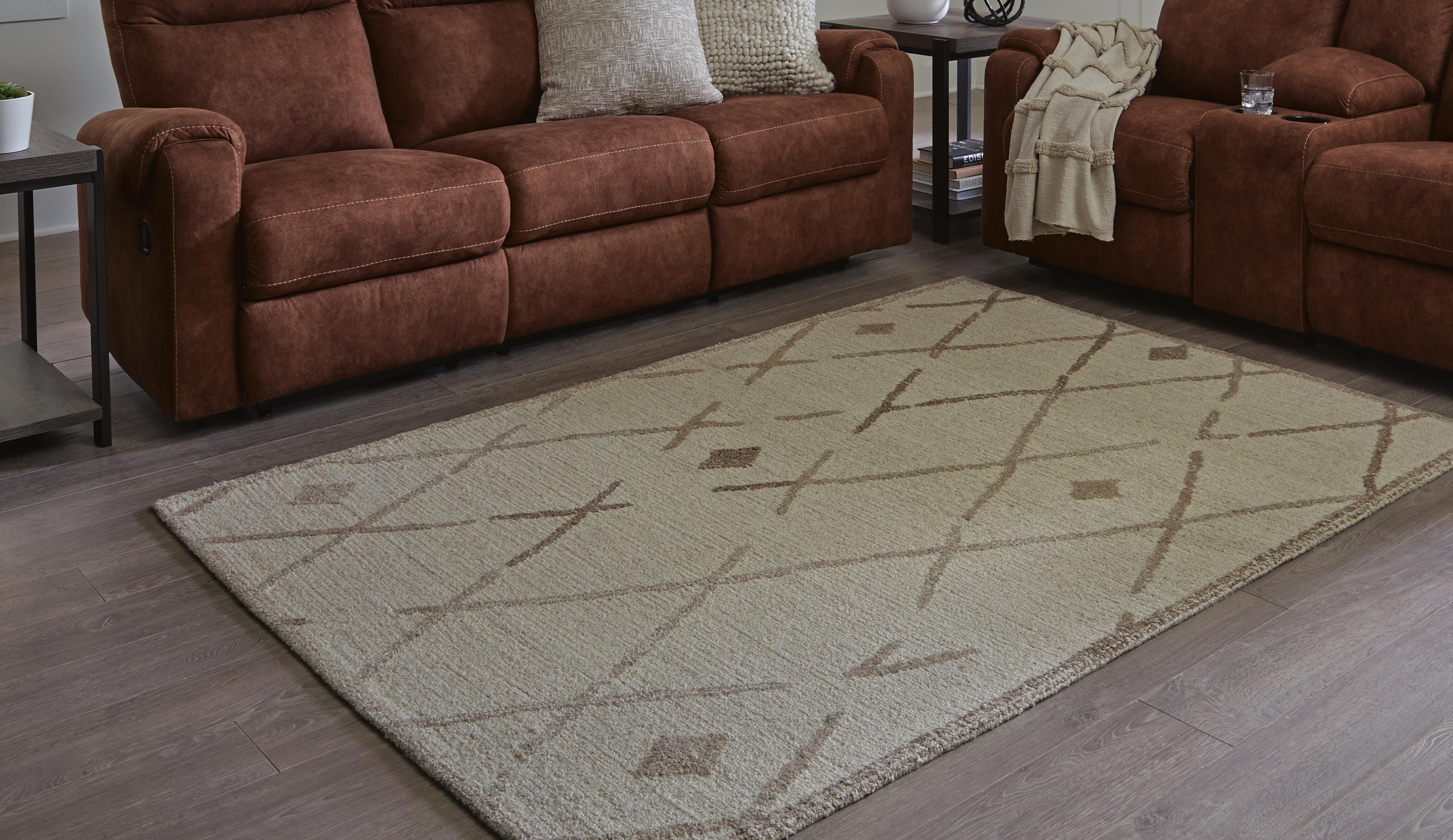 Dar Furniture - Ashley Furniture - Guyford 5' x 7' Rug - 5' x 7' Rug / Beige/Brown - R406872