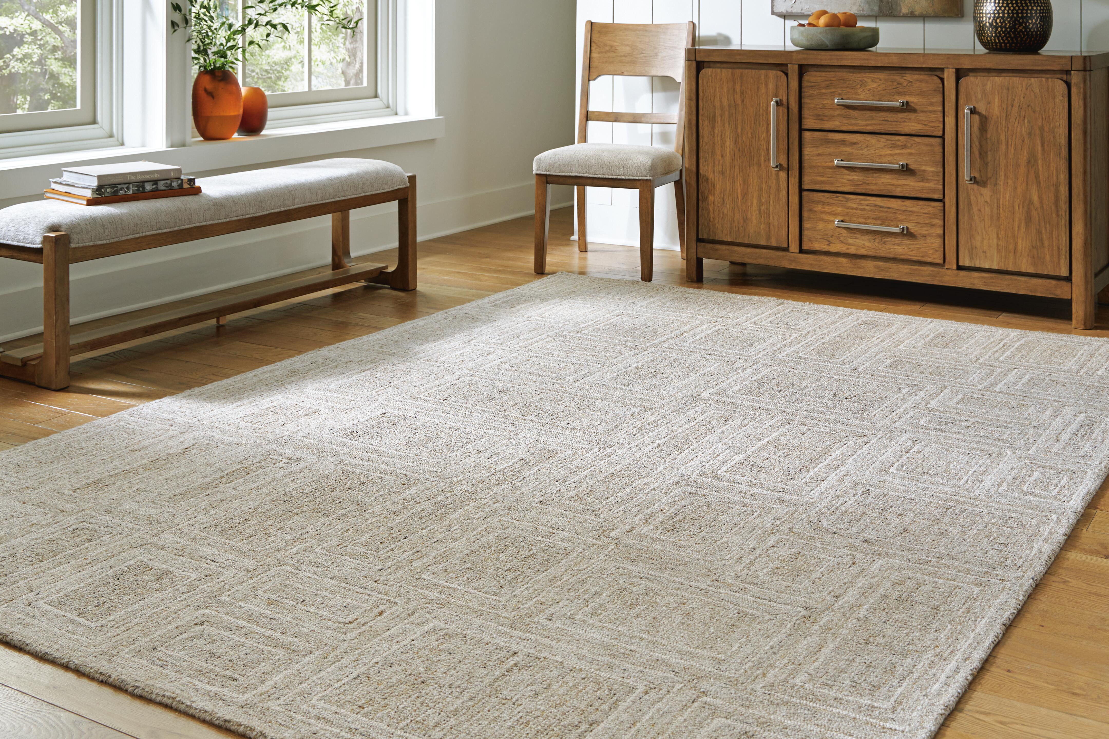 Dar Furniture - Ashley Furniture - Brickburgh 8' x 10' Rug - 8' x 10' Rug / Gray/Ivory/Honey - R406901