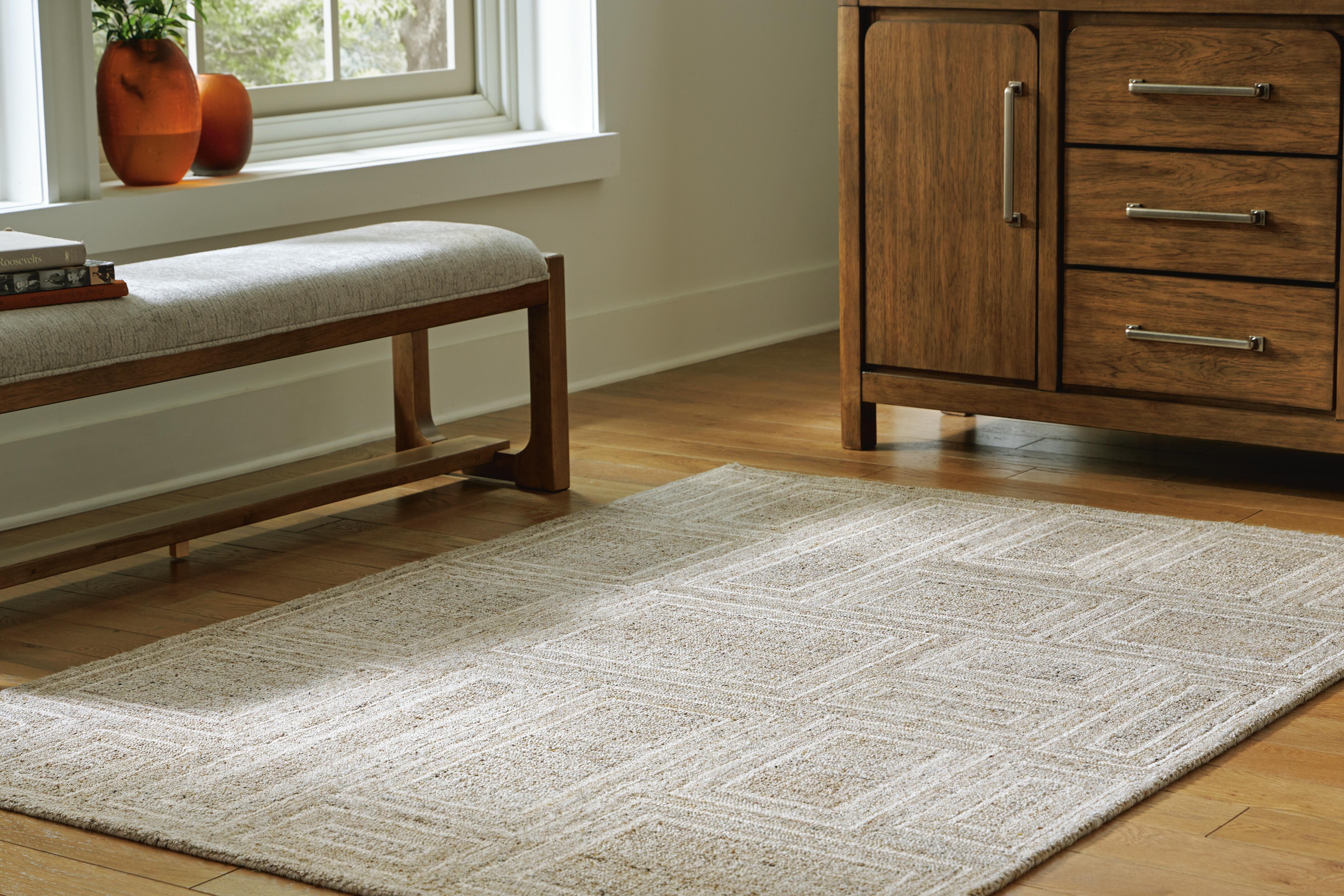 Dar Furniture - Ashley Furniture - Brickburgh 5' x 7' Rug - 5' x 7' Rug / Gray/Ivory/Honey - R406902