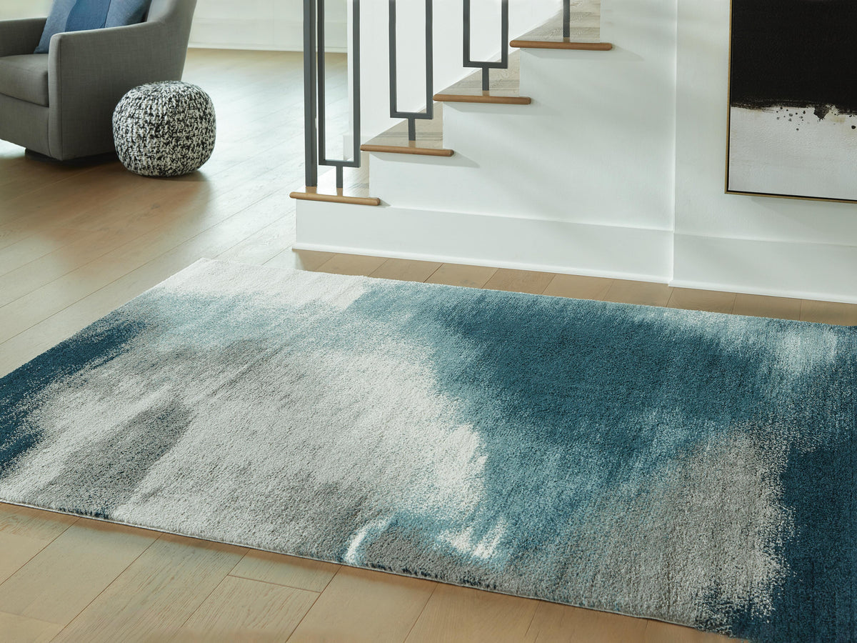 Dar Furniture - Ashley Furniture - Brentward 5' x 7' Rug - 5' x 7' Rug / Blue/Gray/Ivory - R407082