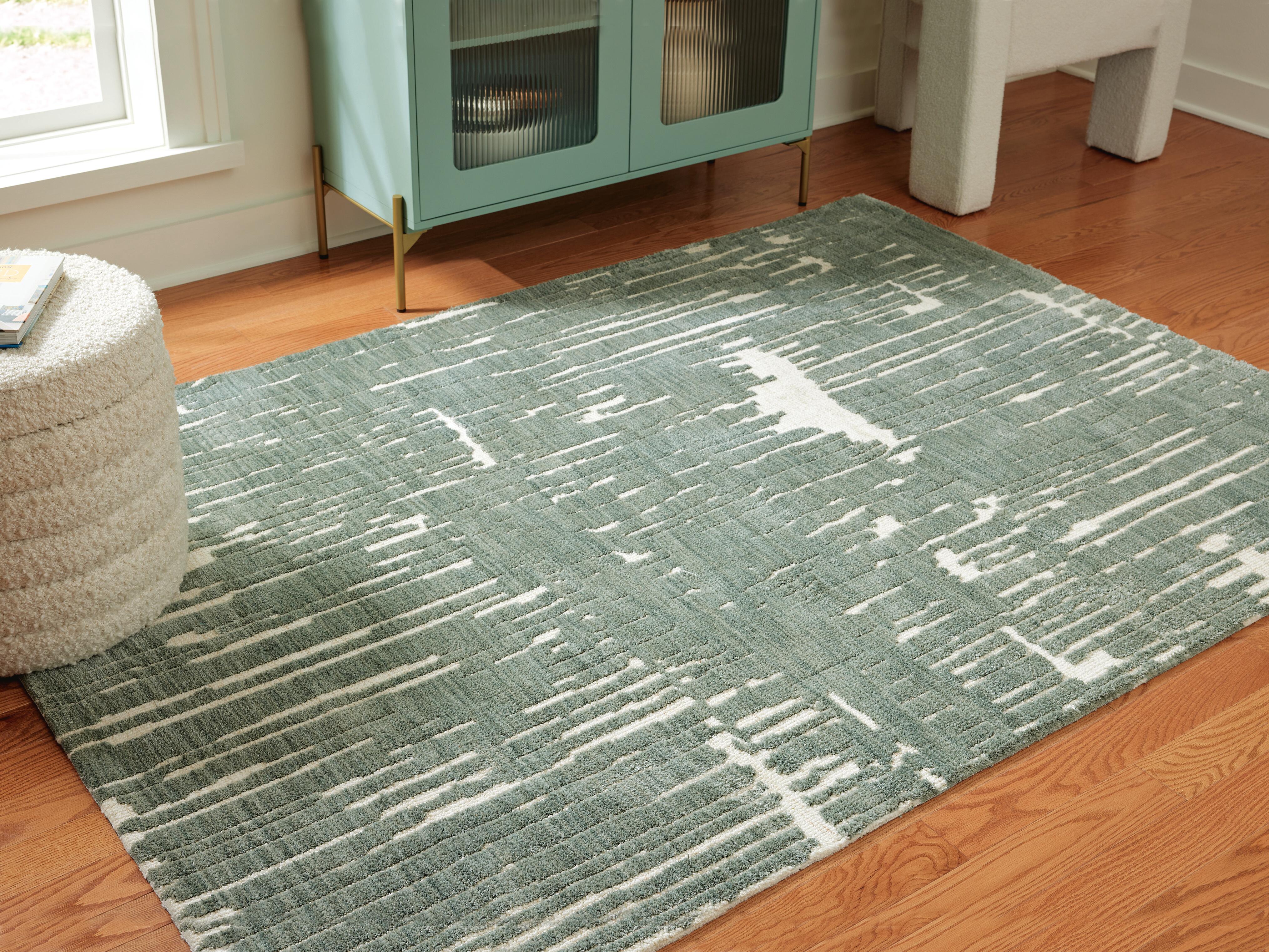 Dar Furniture - Ashley Furniture - Cayworth 8' x 10' Rug - 8' x 10' Rug / Teal/White - R407091