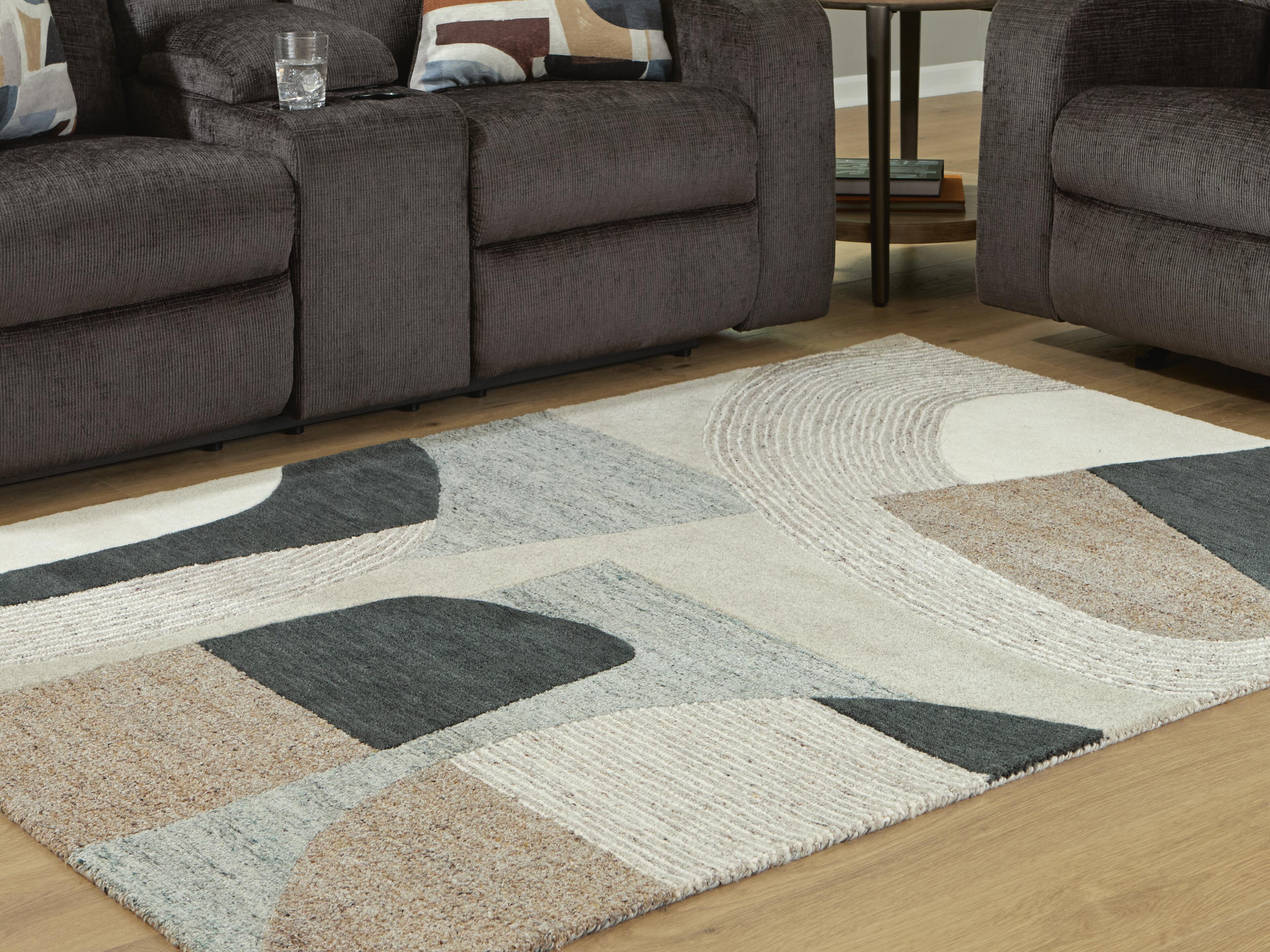 Dar Furniture - Ashley Furniture - Edrickhill 5' x 7' Rug - 5' x 7' Rug / Grayish Teal/Taupe/Cream - R407122