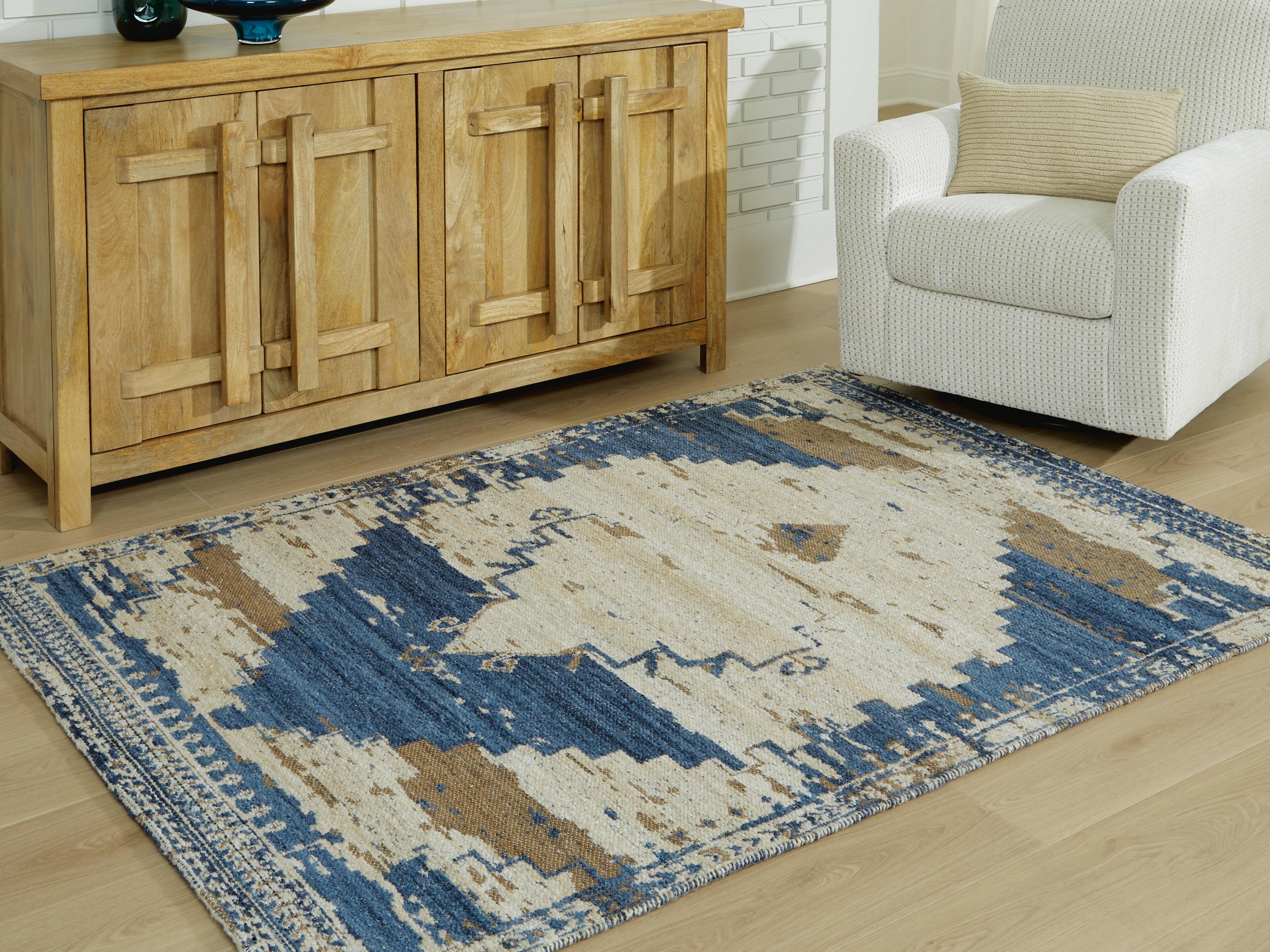 Dar Furniture - Ashley Furniture - Varnler 8' x 10' Rug - 8' x 10' Rug / Blue/Brown/Tan - R407131