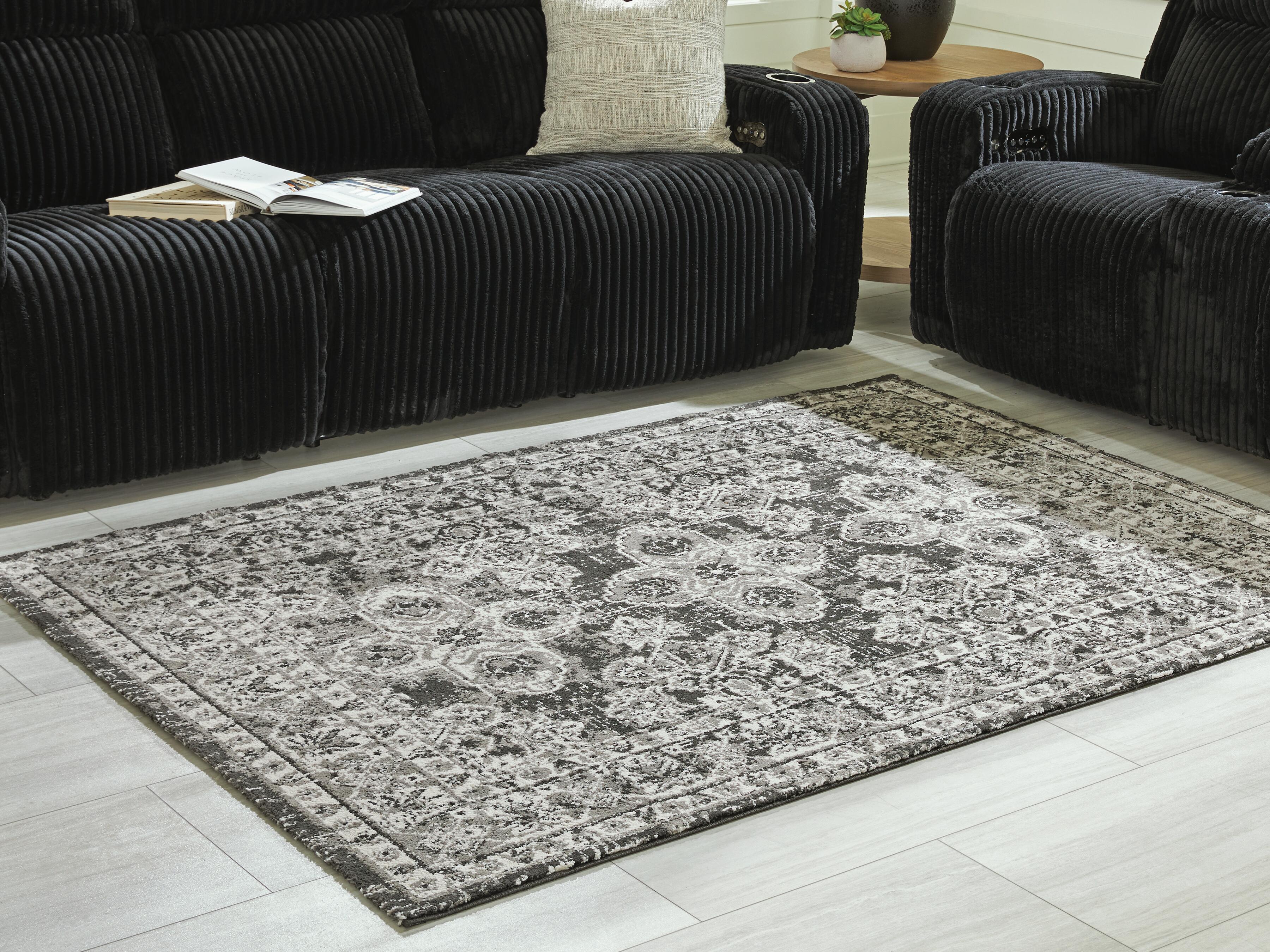 Dar Furniture - Ashley Furniture - Glennisman Large Rug - Large Rug / Black/Gray/Ivory - R407271