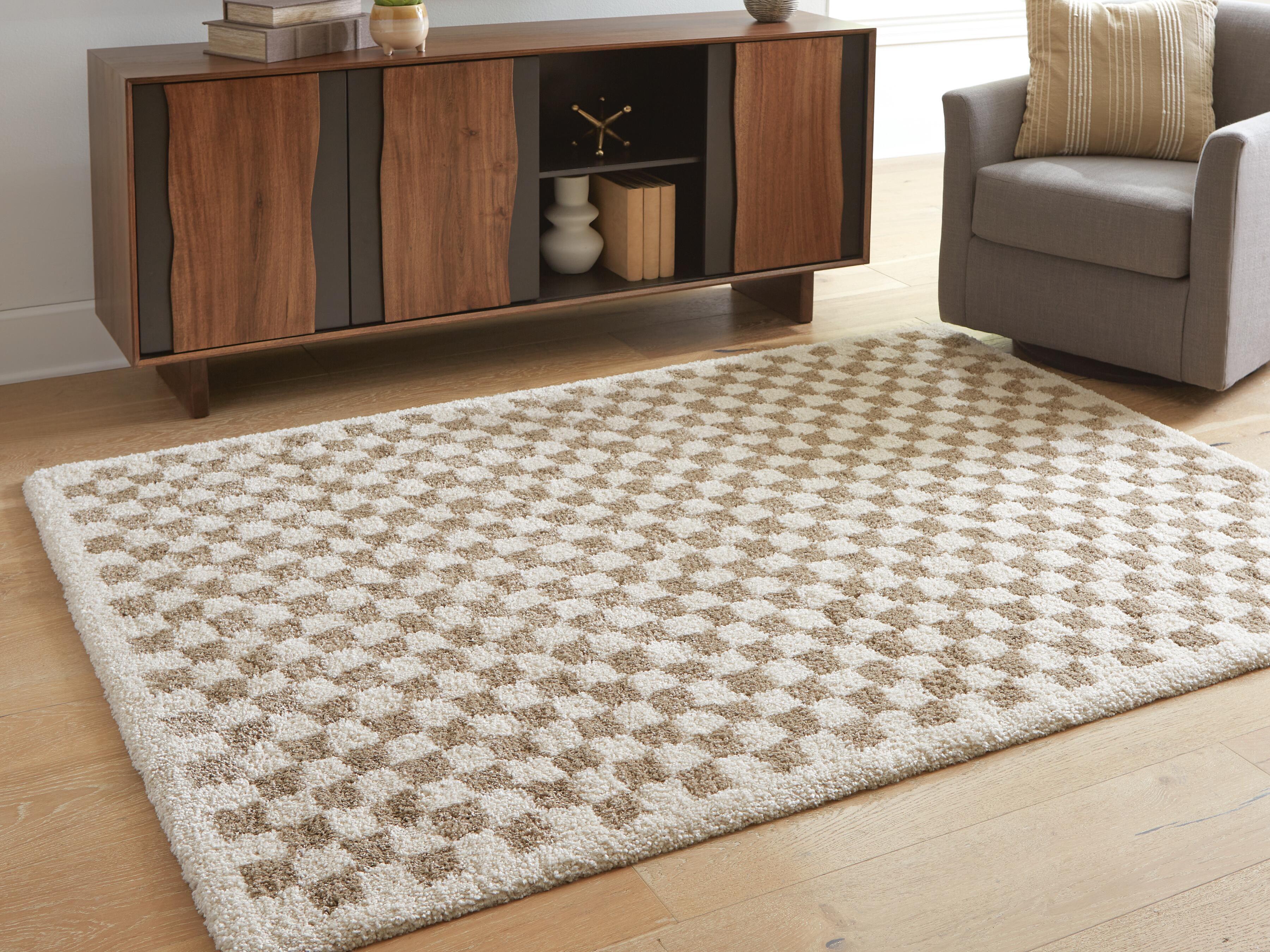 Dar Furniture - Ashley Furniture - Karamen Medium Rug - Medium Rug / Taupe/Ivory - R407342