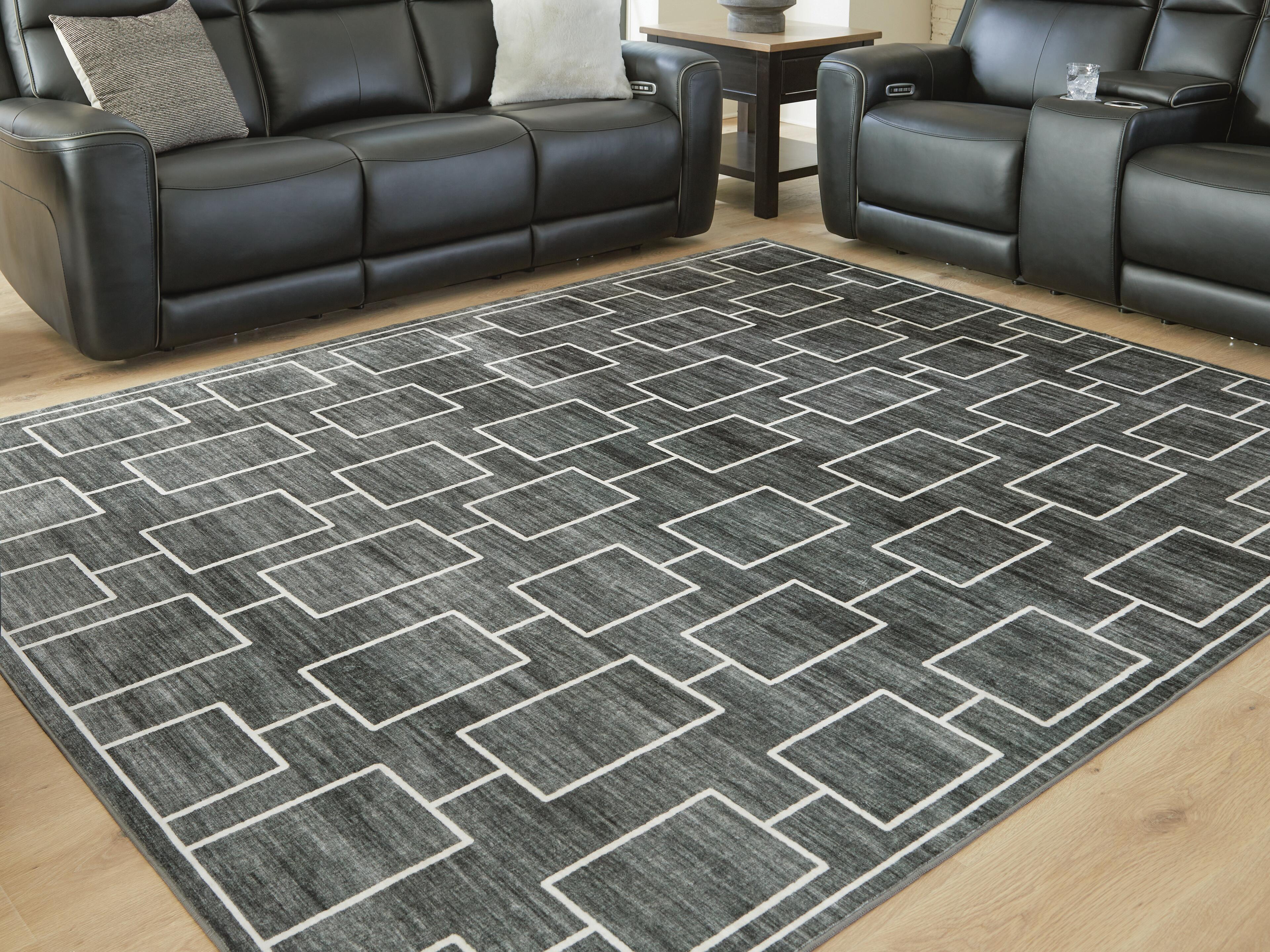 Dar Furniture - Ashley Furniture - Elderland Washable 7'6" x 9'6" Area Rug - Washable 7'6" x 9'6" Area Rug / Black/Gray - R407401