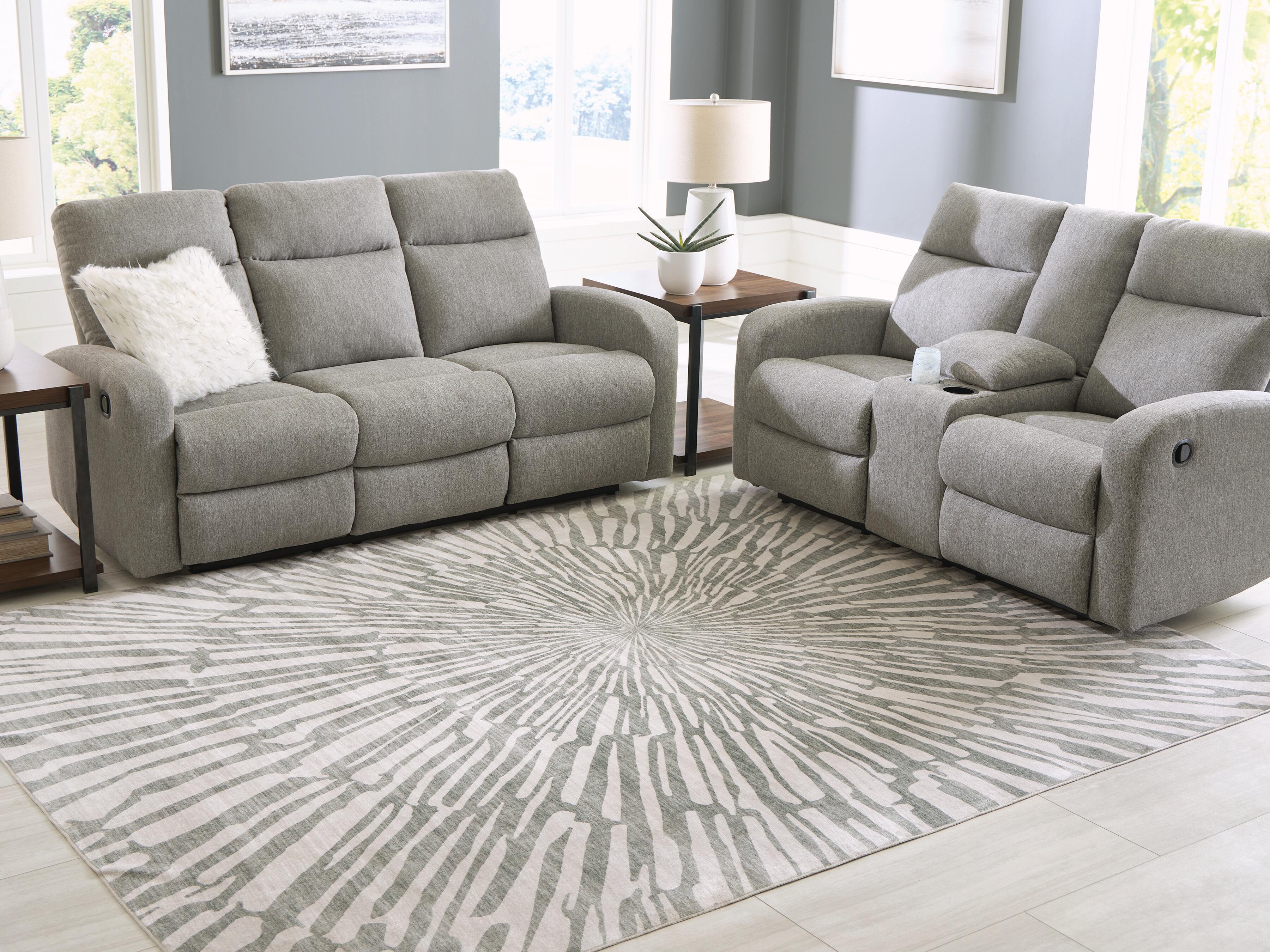 Dar Furniture - Ashley Furniture - Verland Washable 7'6" x 9'6" Area Rug - Washable 7'6" x 9'6" Area Rug / Gray/White - R407431