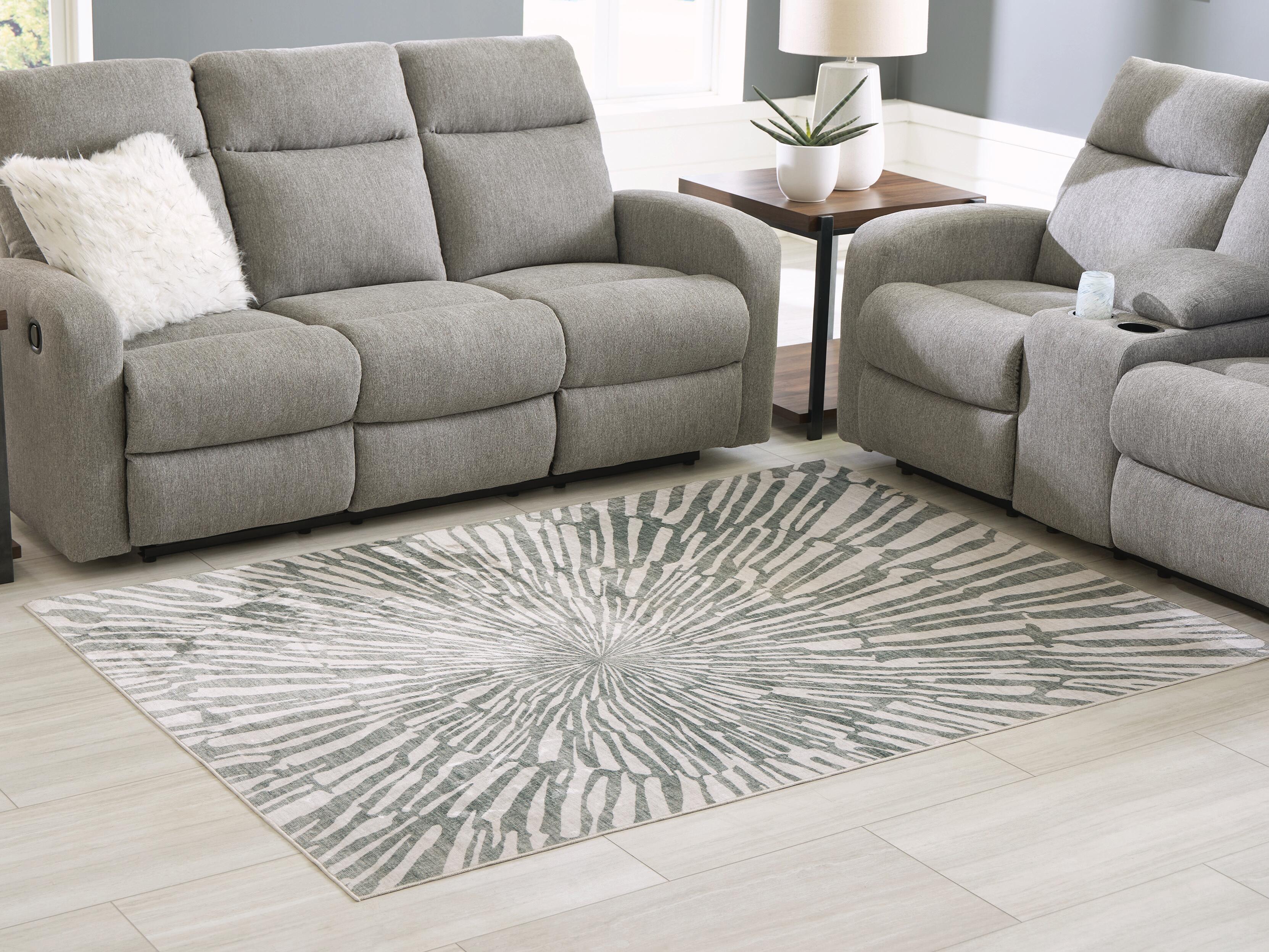 Dar Furniture - Ashley Furniture - Verland Washable 5' x 7' Area Rug - Washable 5' x 7' Area Rug / Gray/White - R407432