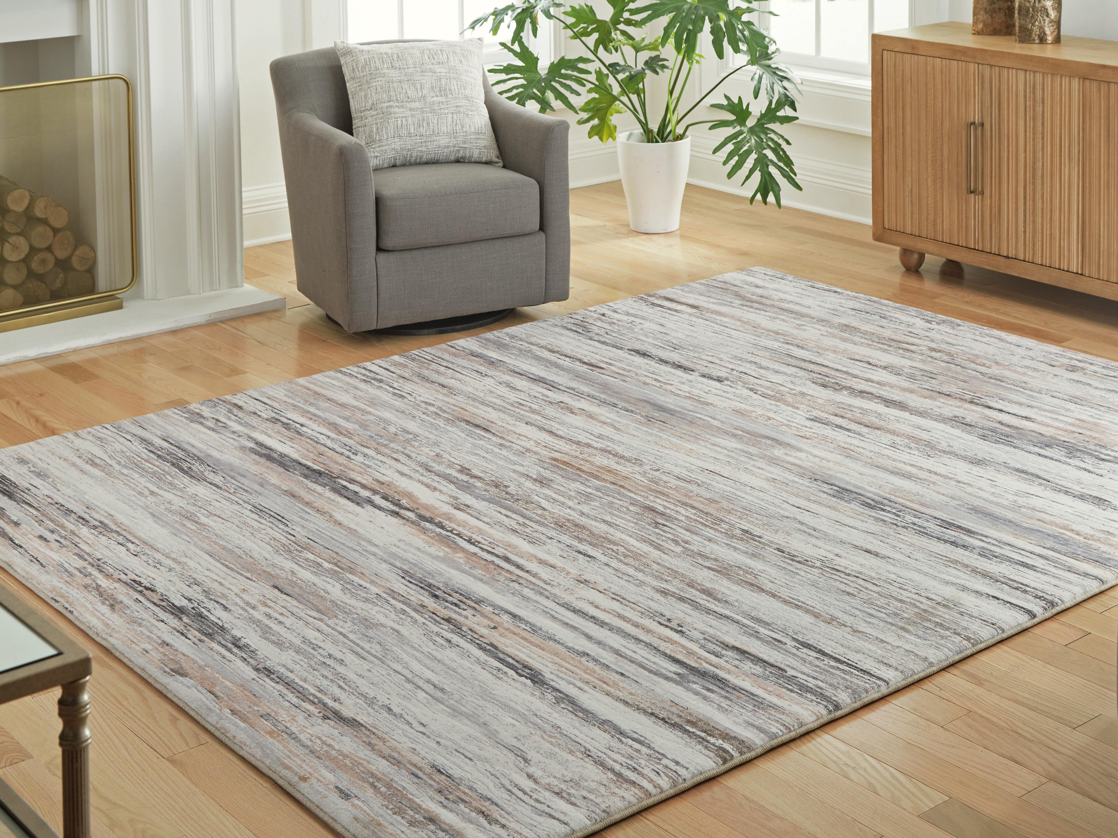 Dar Furniture - Ashley Furniture - Nace 7'6" X 9'6" Memory Foam Area Rug - 7'6" X 9'6" Memory Foam Area Rug / Gray/Brown/White - R407471