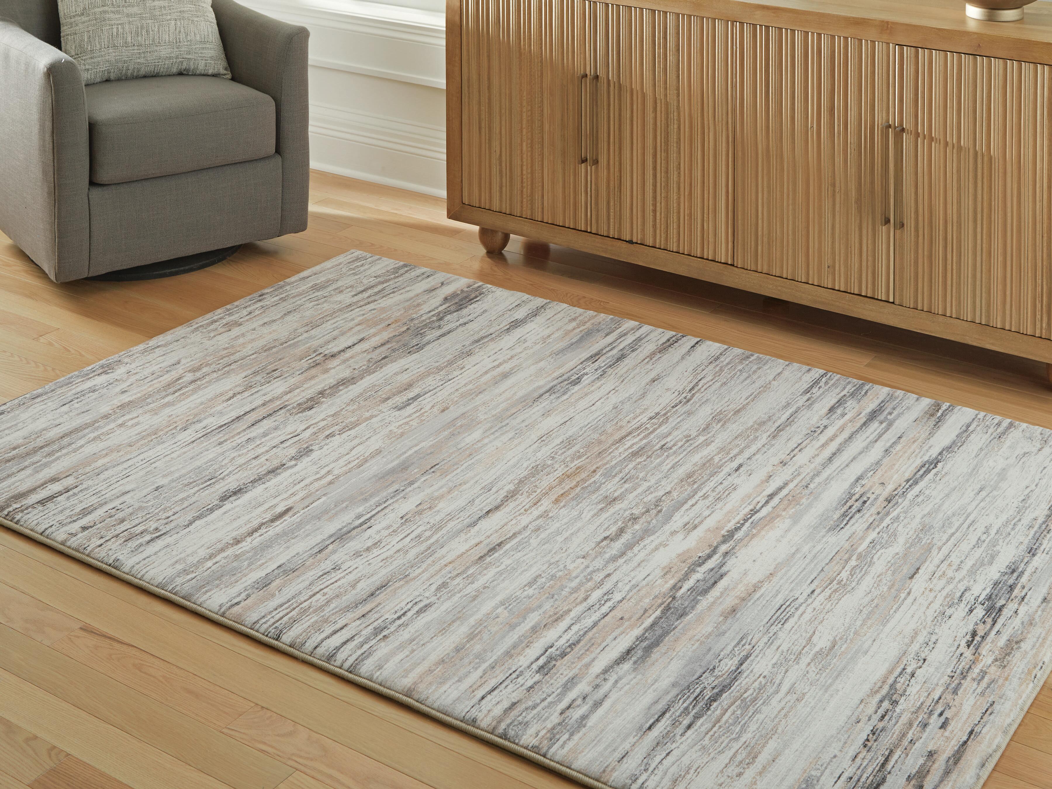 Dar Furniture - Ashley Furniture - Nace 5' x 7' Memory Foam Area Rug - 5' x 7' Memory Foam Area Rug / Gray/Brown/White - R407472