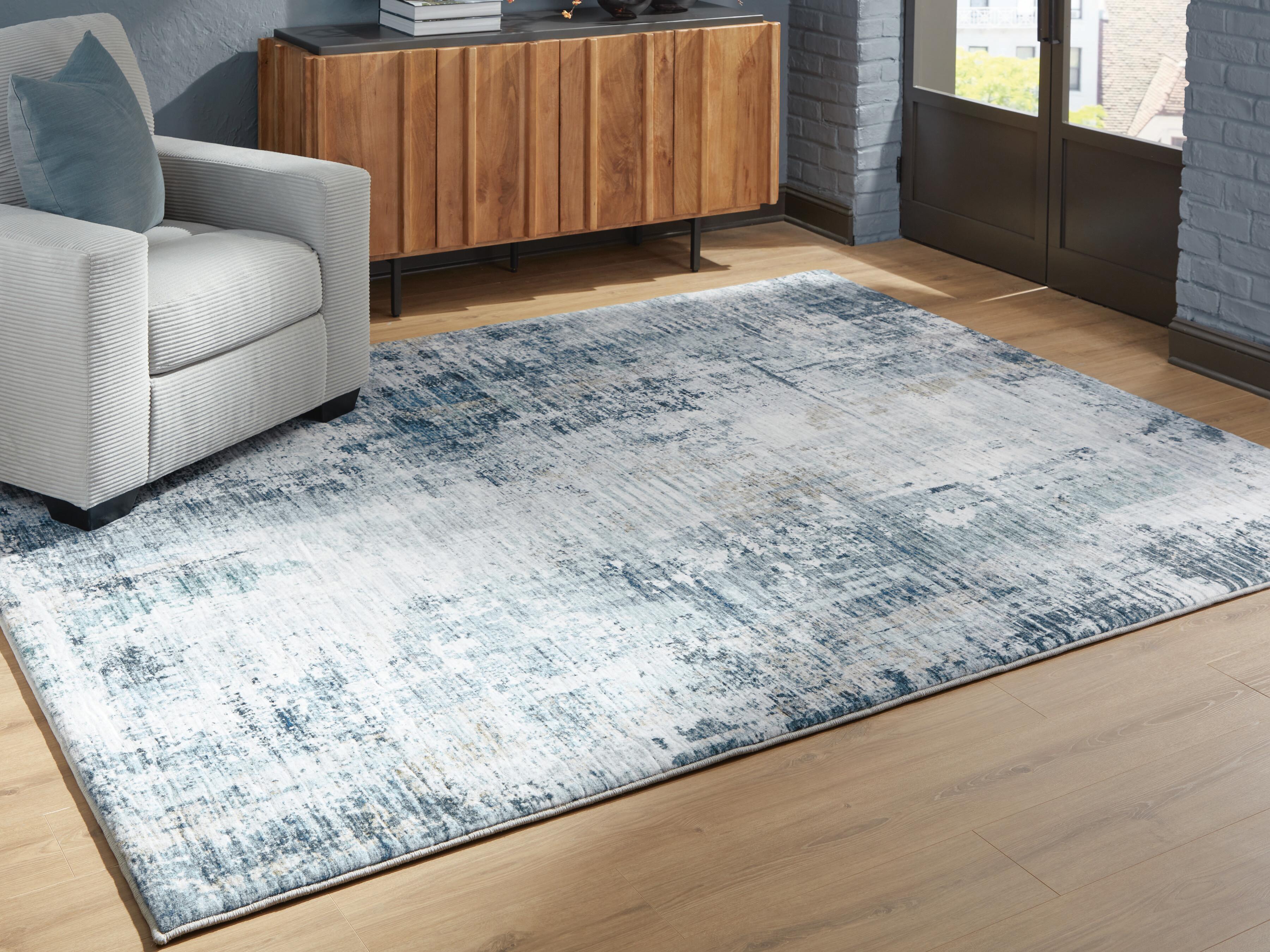 Dar Furniture - Ashley Furniture - Arlenmont 7'6" X 9'6" Memory Foam Area Rug - 7'6" X 9'6" Memory Foam Area Rug / Blue/White/Brown - R407481