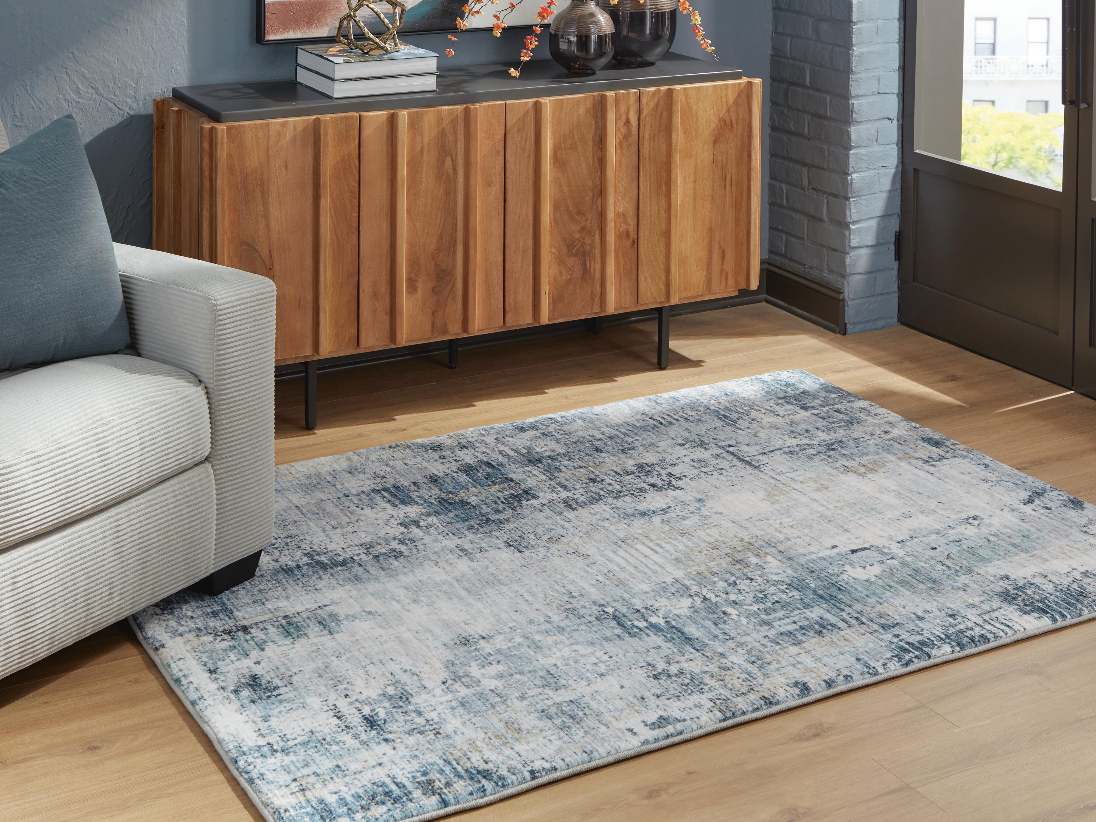 Dar Furniture - Ashley Furniture - Arlenmont 5' x 7' Memory Foam Area Rug - 5' x 7' Memory Foam Area Rug / Blue/White/Brown - R407482