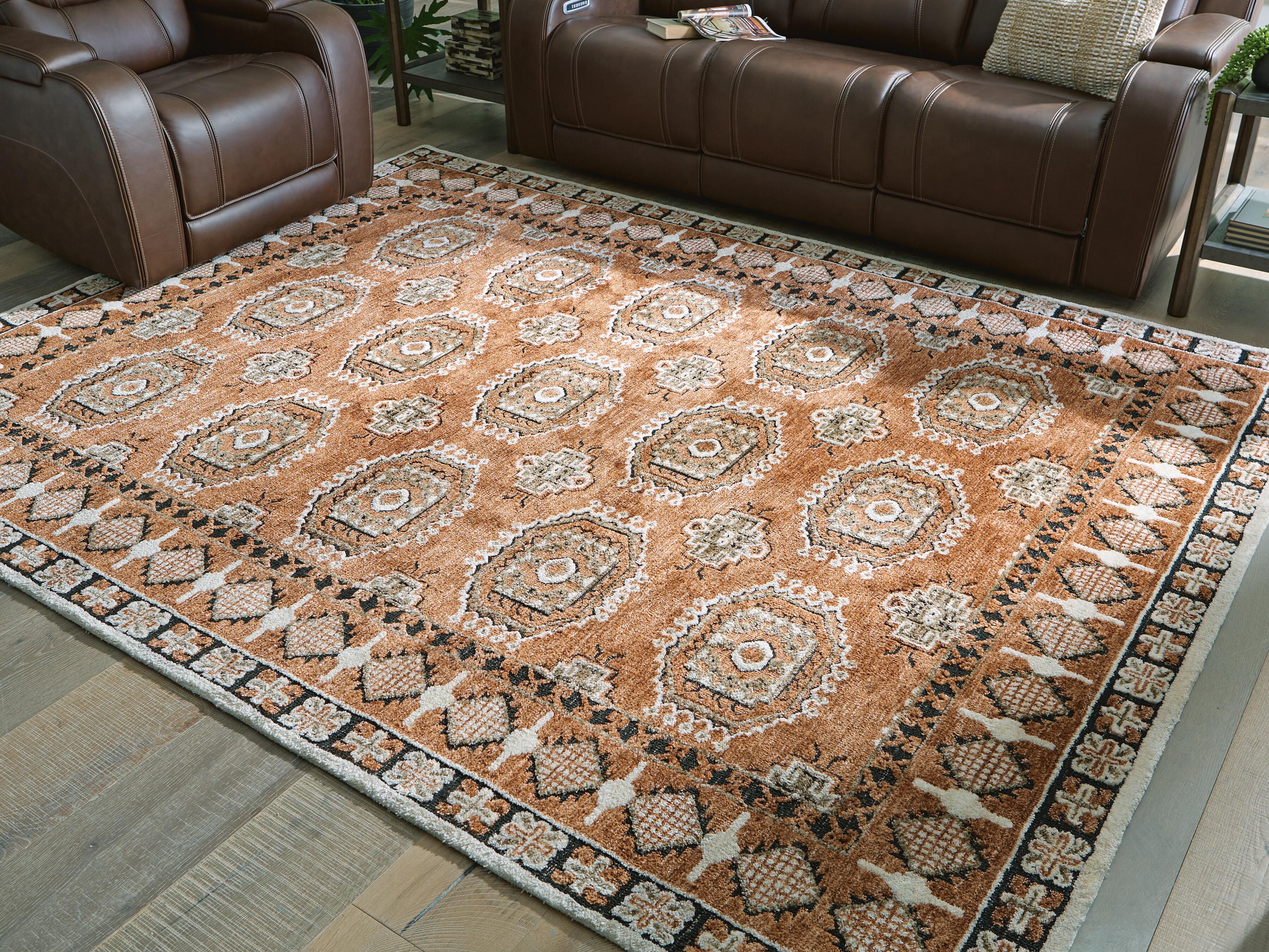 Dar Furniture - Ashley Furniture - Qaabiz 7'8" x 10' Area Rug - 7'8" x 10' Area Rug / Sienna/Ivory/Black - R407521
