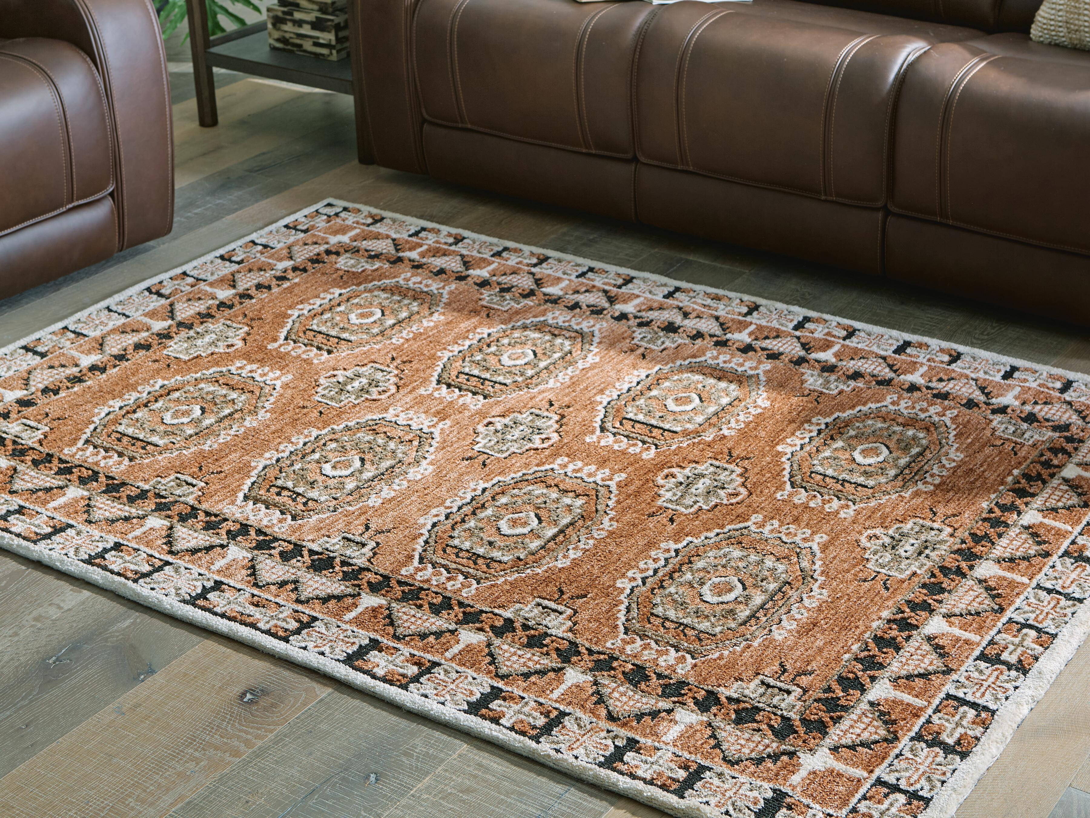 Dar Furniture - Ashley Furniture - Qaabiz 5' x 7' Area Rug - 5' x 7' Area Rug / Sienna/Ivory/Black - R407522