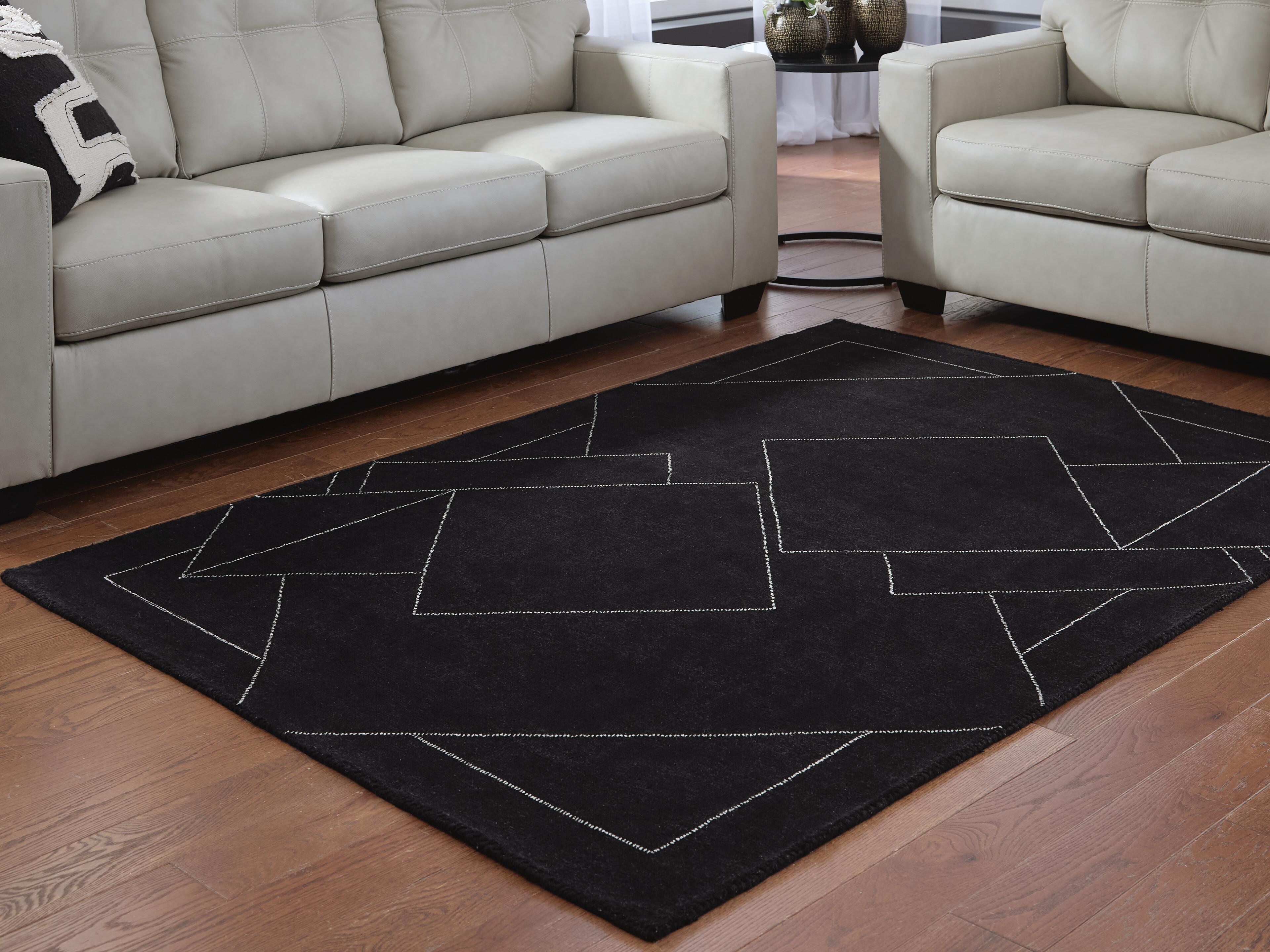 Dar Furniture - Ashley Furniture - Marav 5' x 7' Area Rug - 5' x 7' Area Rug / Black/White - R407532
