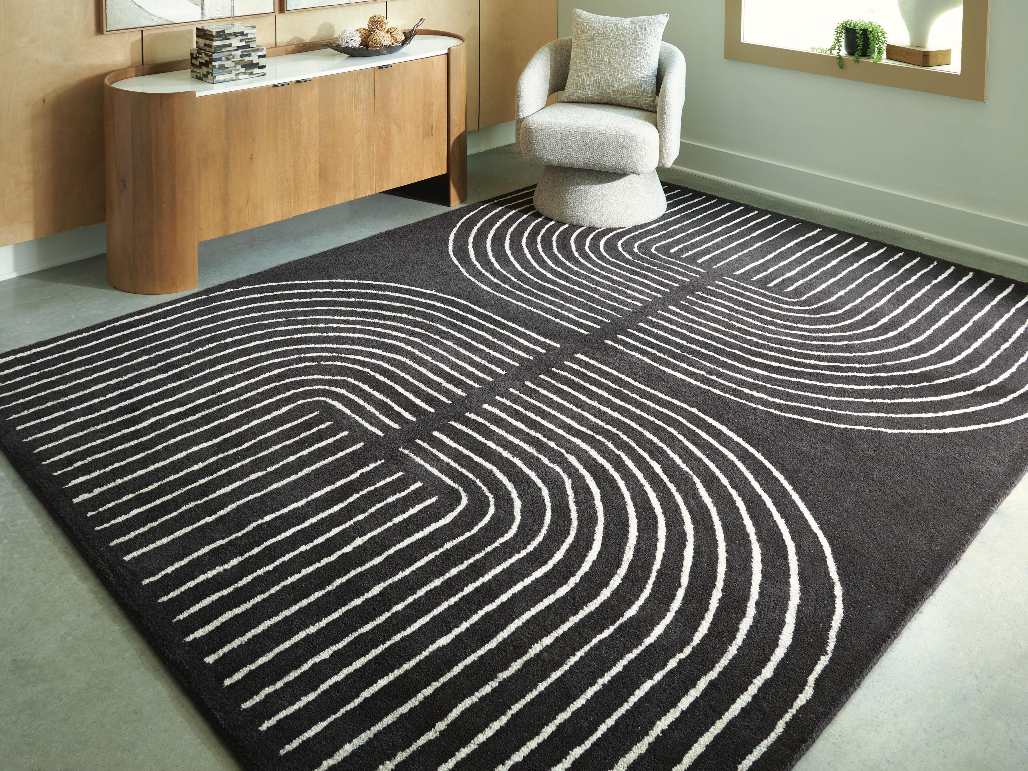 Dar Furniture - Ashley Furniture - Eldonmore 7'8" x 10' Area Rug - 7'8" x 10' Area Rug / Black/Ivory - R407571