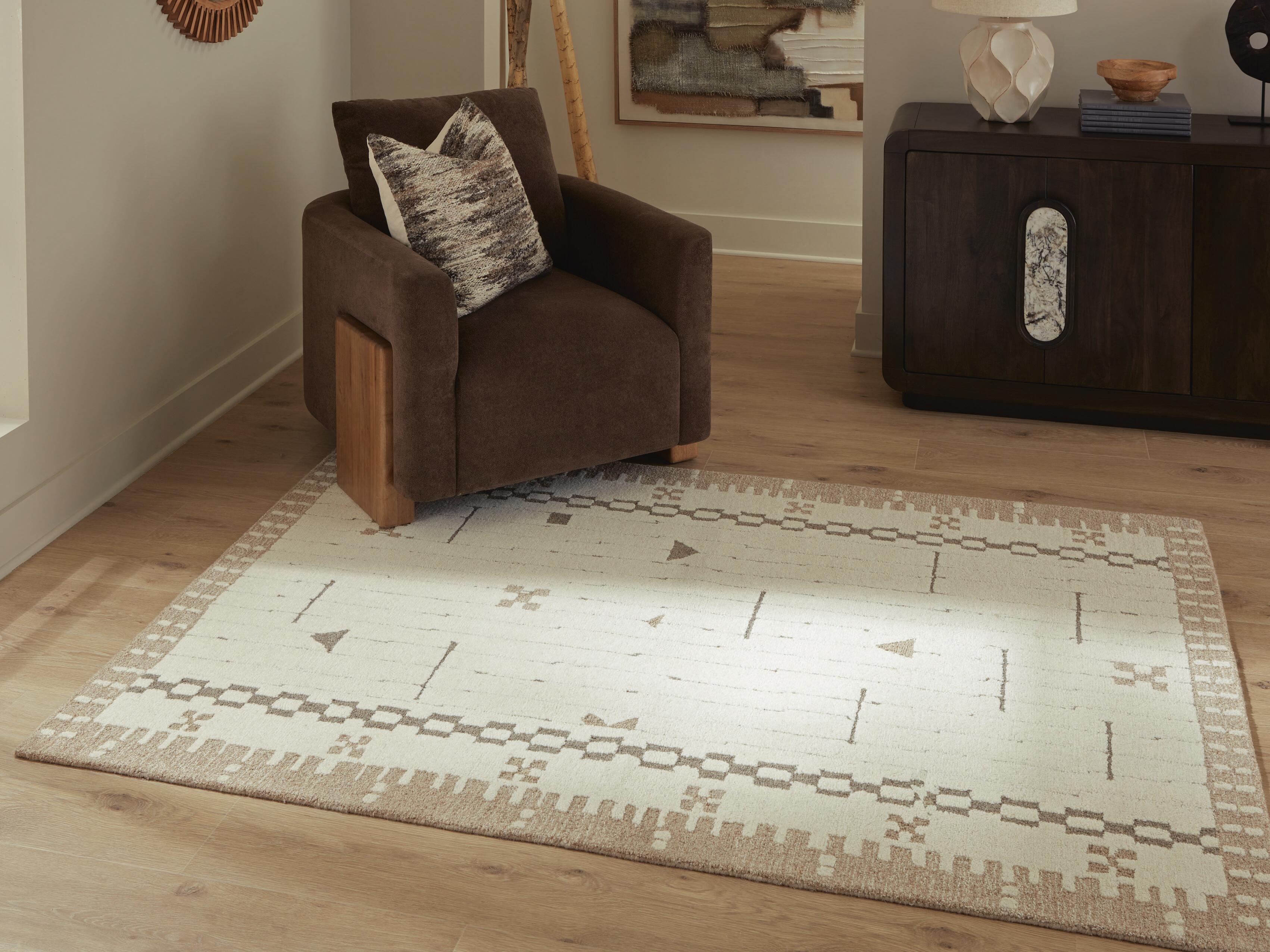 Dar Furniture - Ashley Furniture - Dot 5' x 7' Area Rug - 5' x 7' Area Rug / Cream/Brown/Taupe - R407652